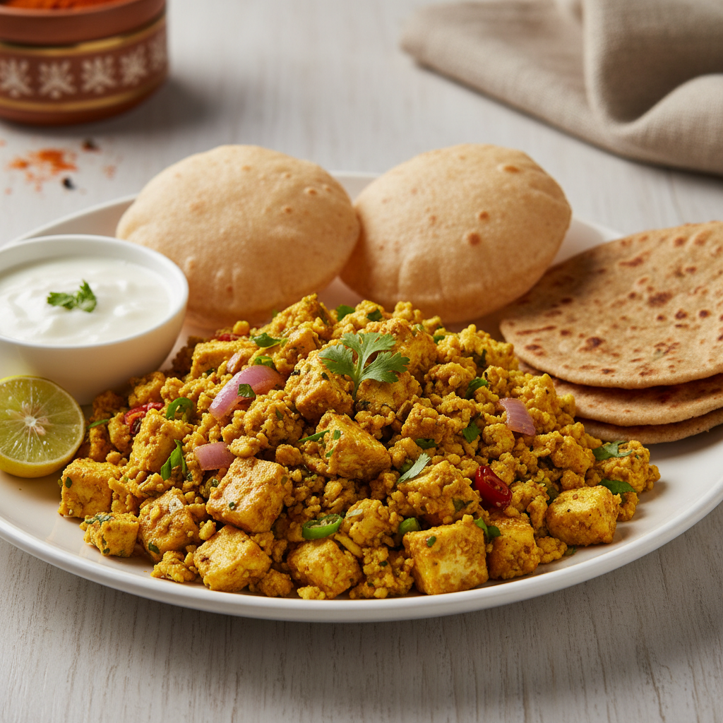 Paneer Bhurji with parata or phulka