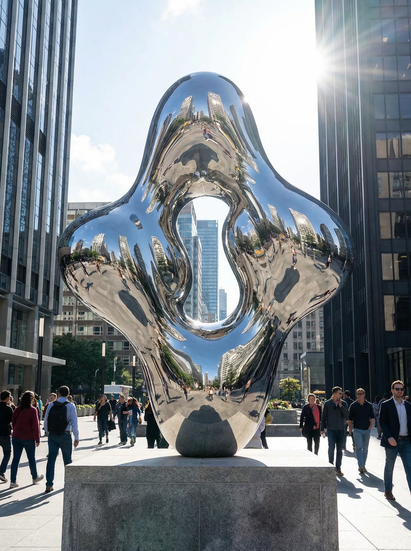 Custom Large-Scale 304 Stainless Steel Abstract Sculpture for Urban Landmarks & Public Squares