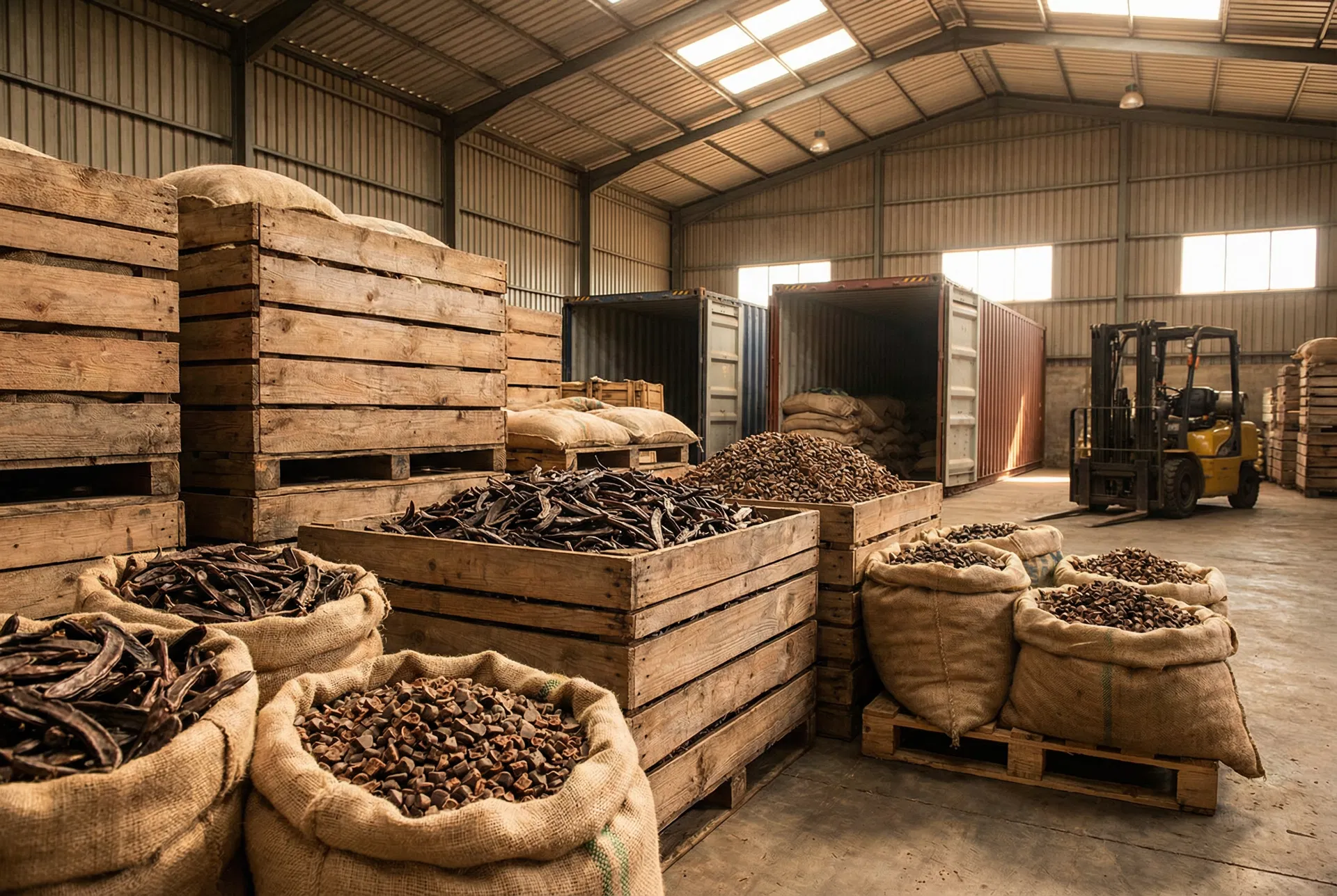 Bulk carob pulp and pods ready for wholesale shipping from Portugal