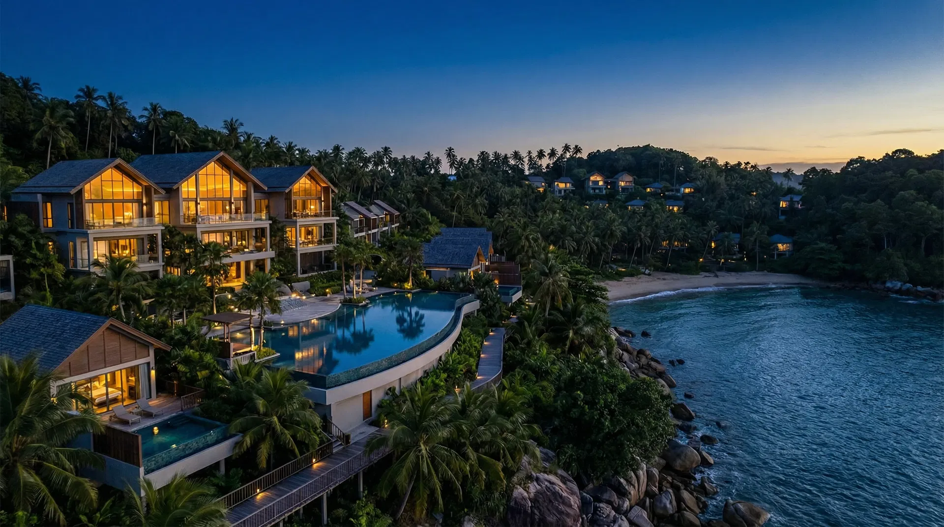 Luxury hotel resort at twilight