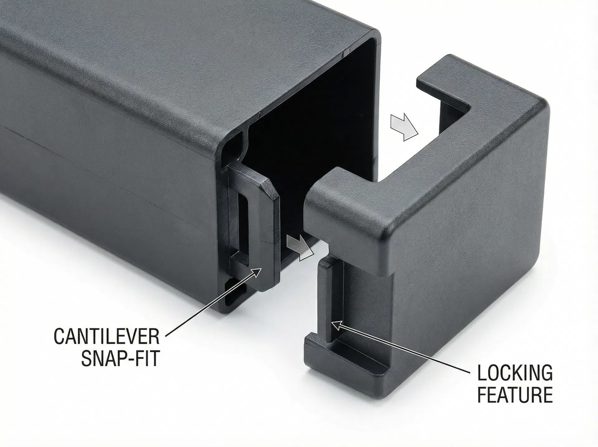 Snap-Fit Assembly Components — injection moulding part design by Birkett CAD Services