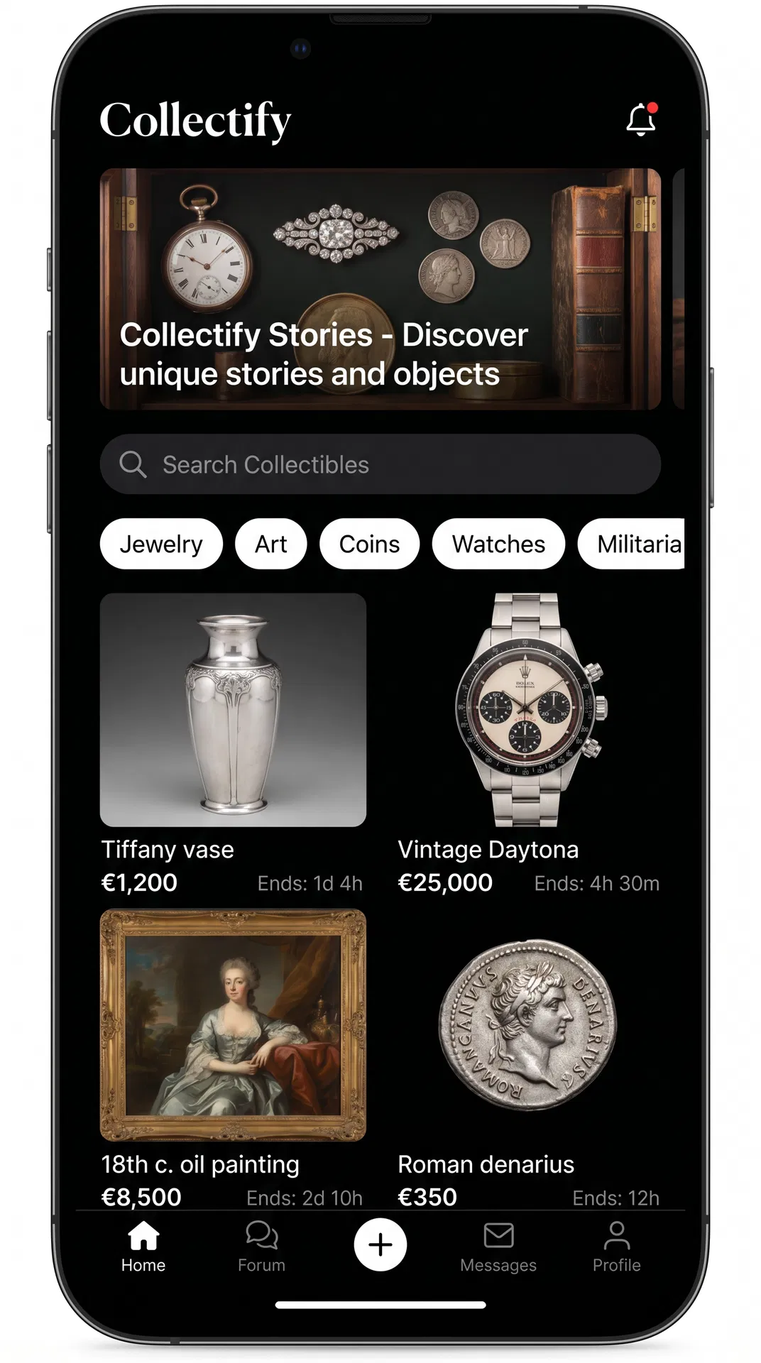 Collectify app home screen