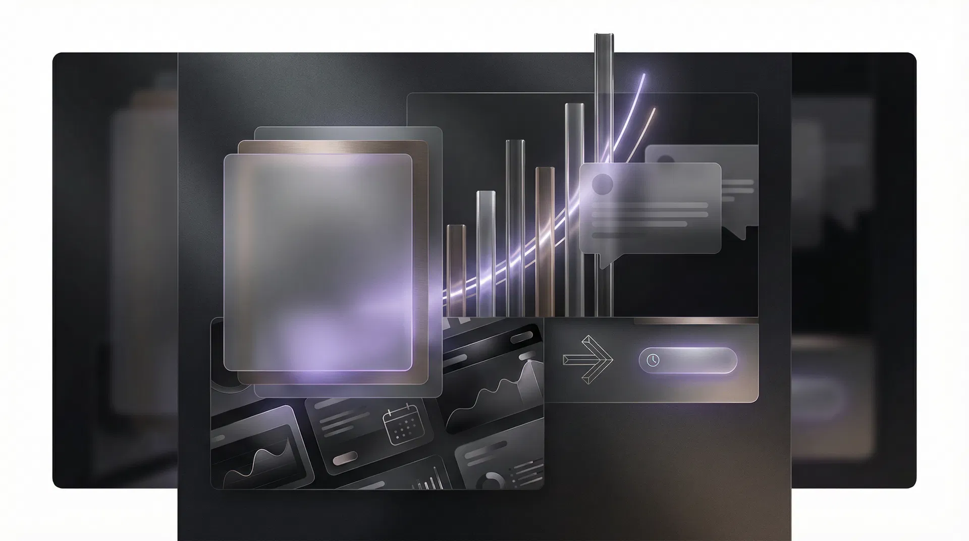 Abstract premium collage representing credibility, project proof, metrics, and trust signals