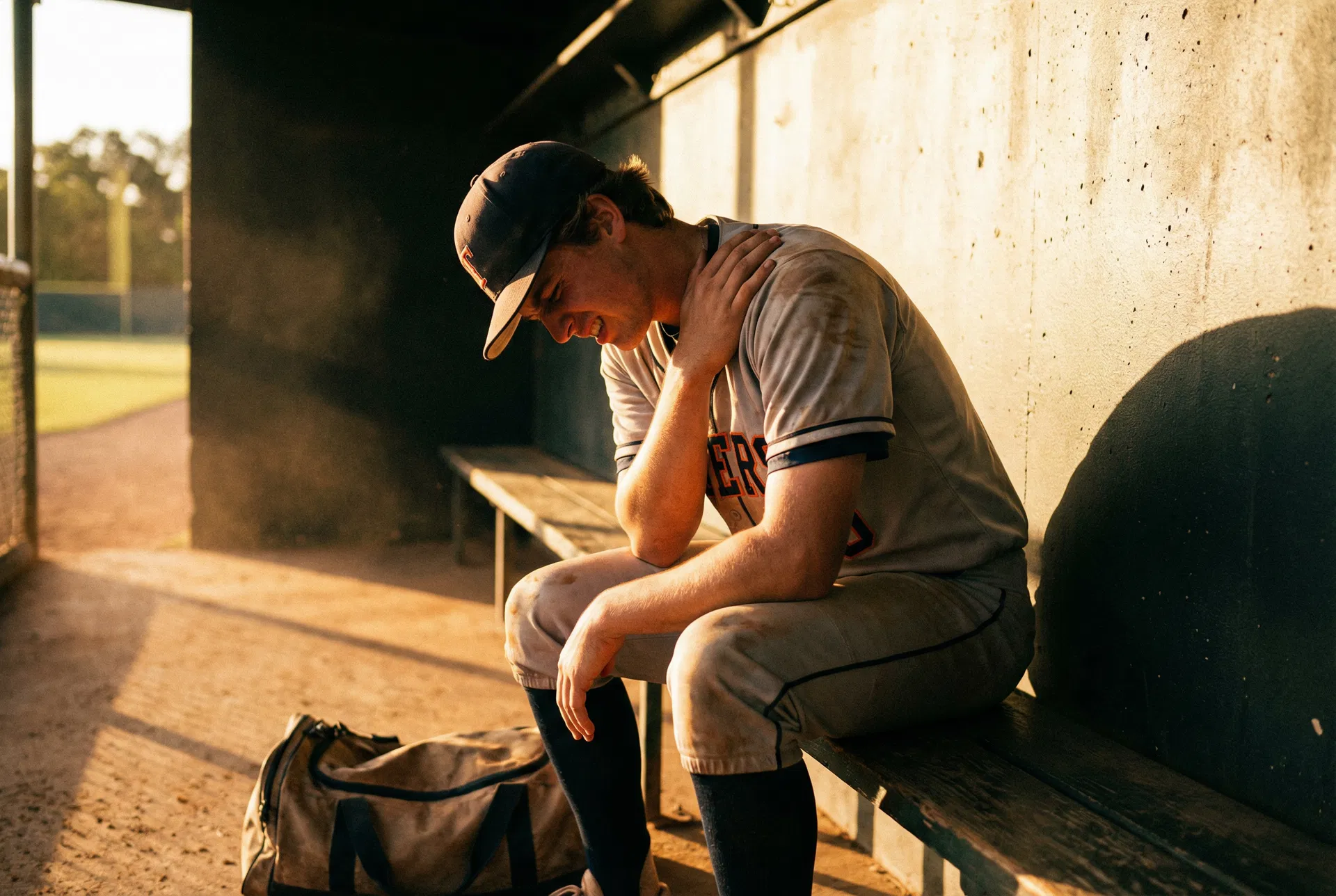 Baseball player dealing with injury