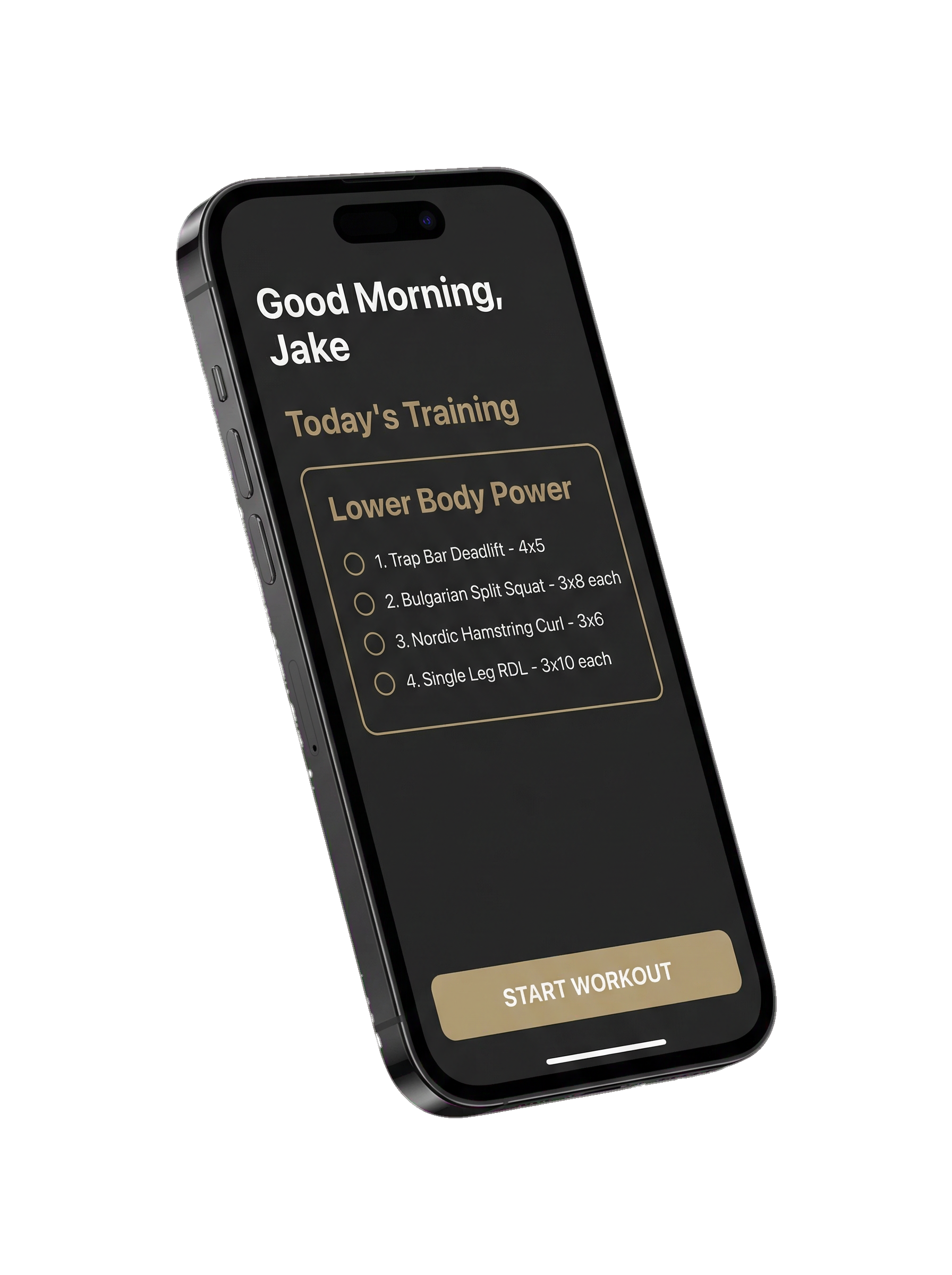 Valen training app showing daily workout program with exercise list and start workout button