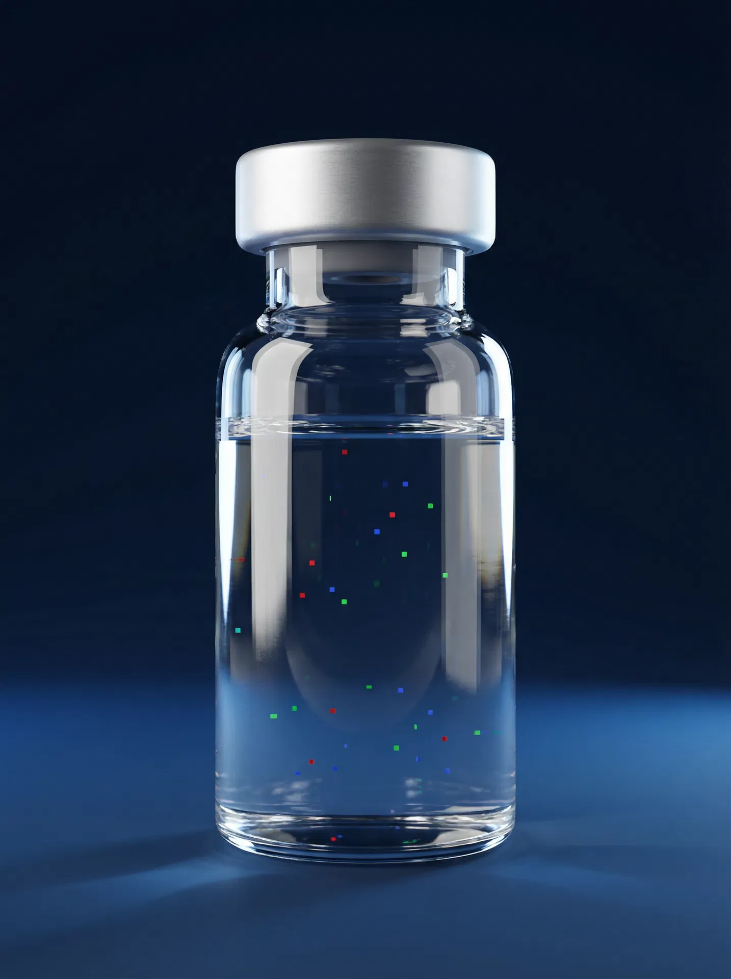 Pharmaceutical vial with visible particulate defects for visual inspection testing