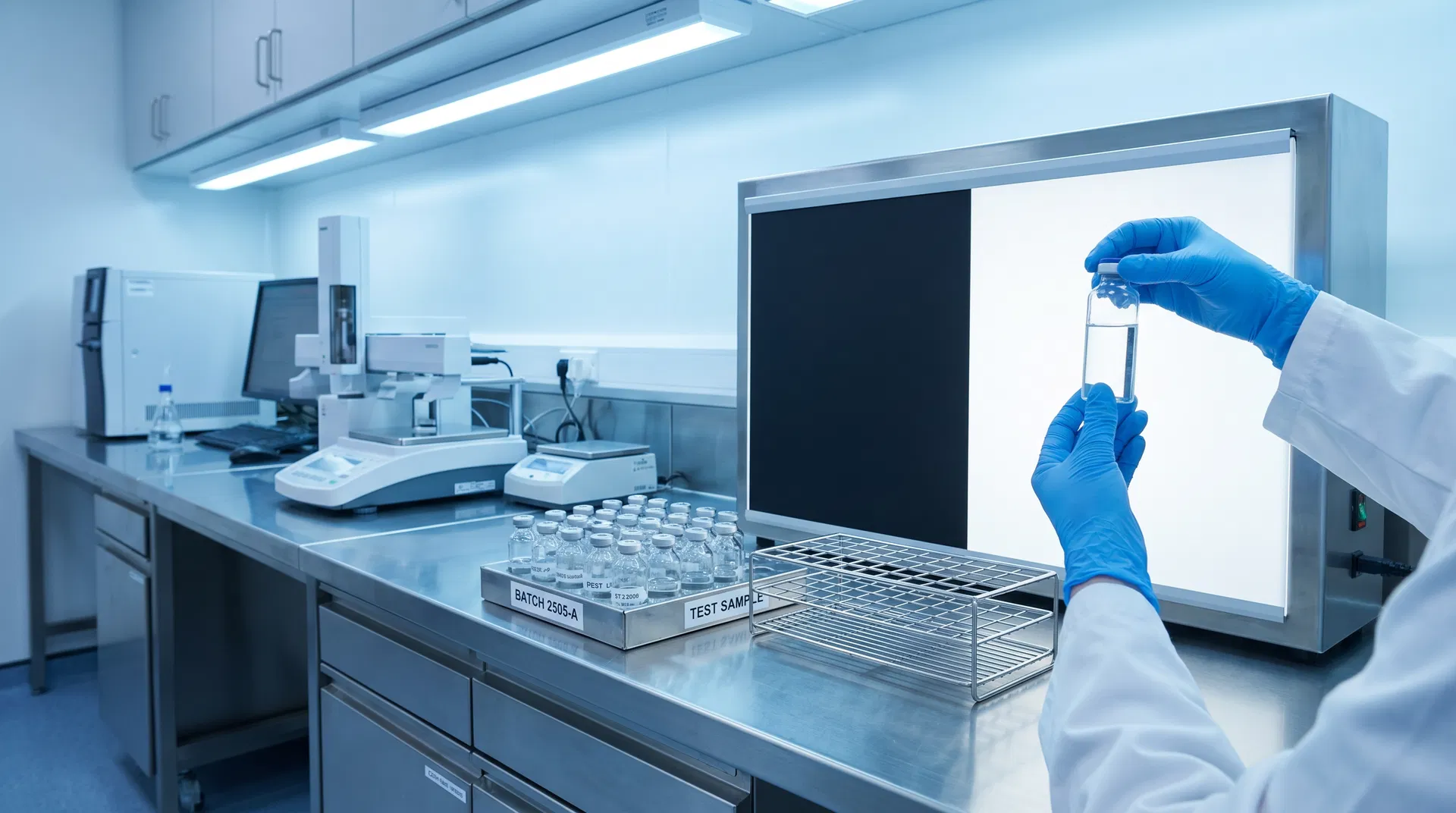 Visual inspection testing in a pharmaceutical laboratory