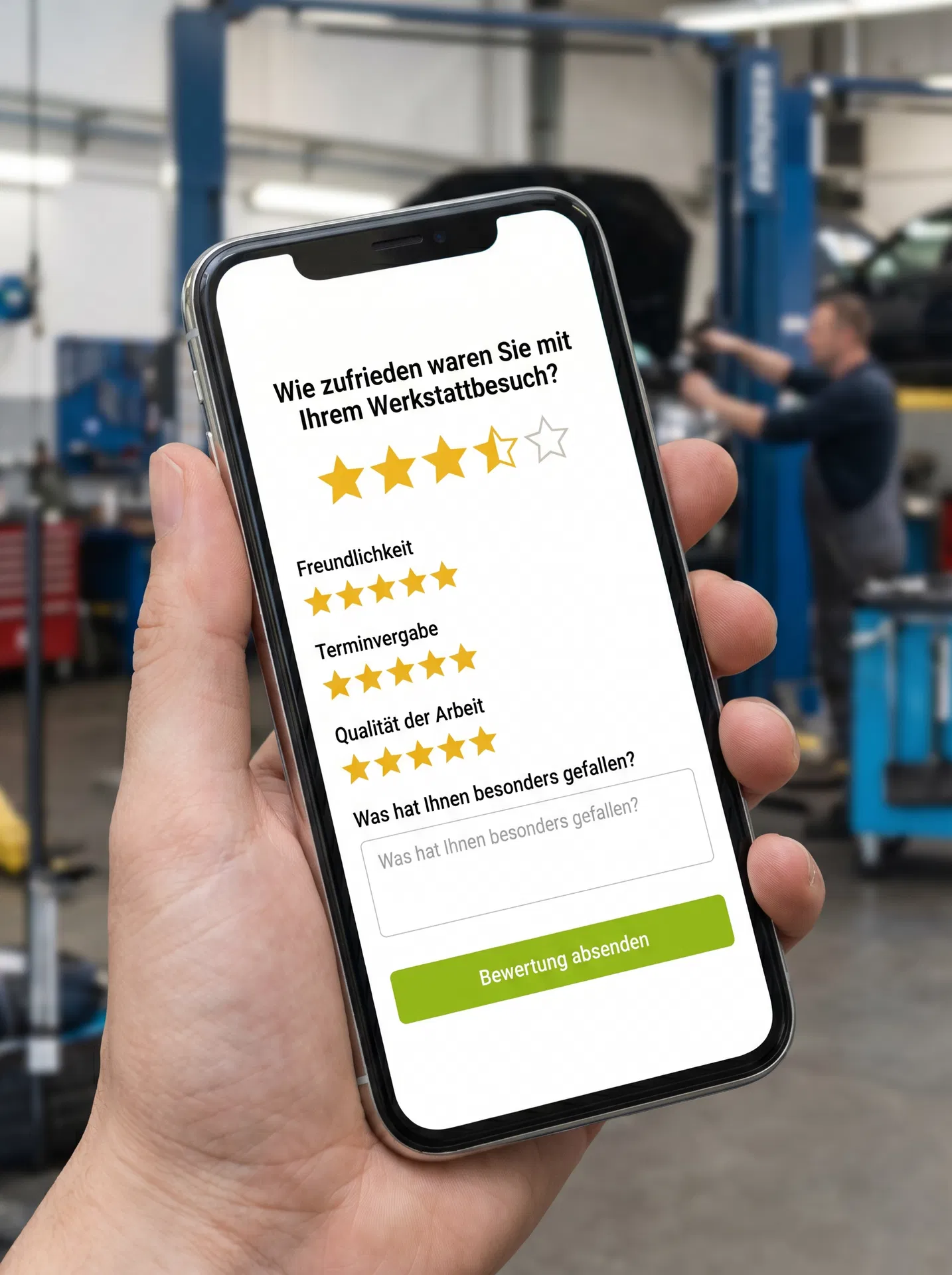 Bewertungsformular auf dem Smartphone