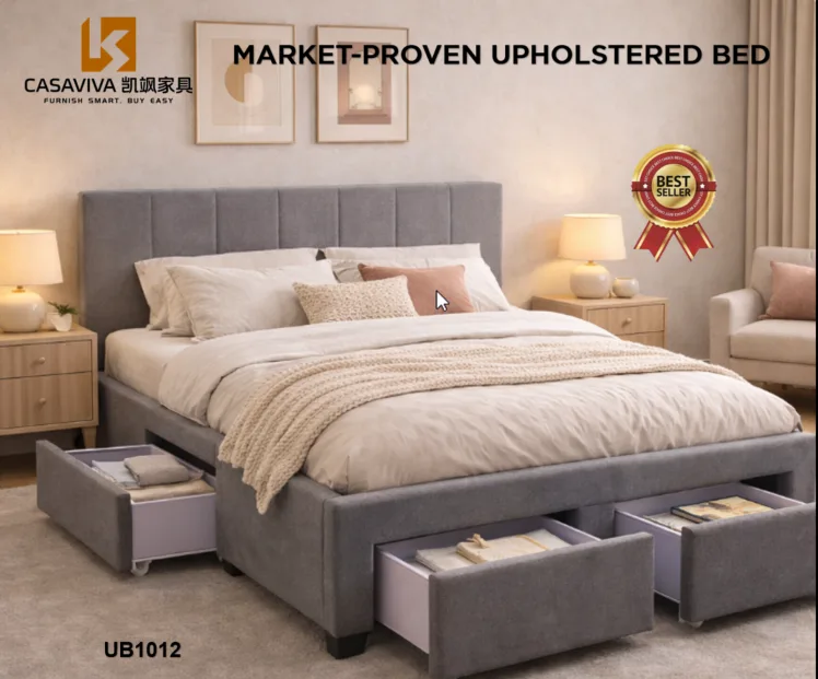 Four Drawers Storage Upholstered Ded