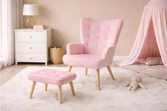 Farbic Armchair with ottoman/stool