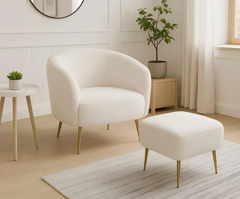 Farbic Armchair with ottoman/stool