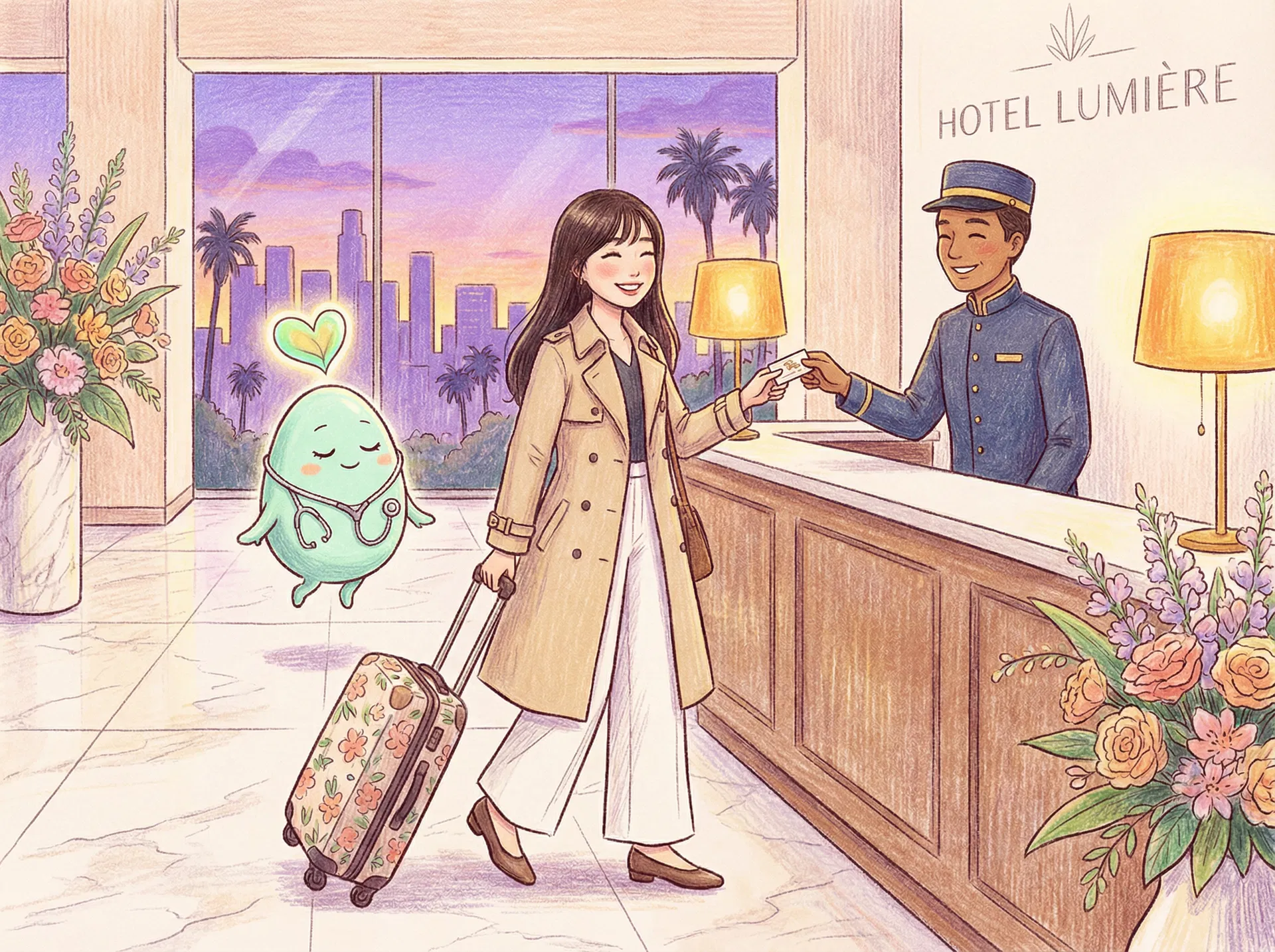 到着後は滞在先へチェックイン