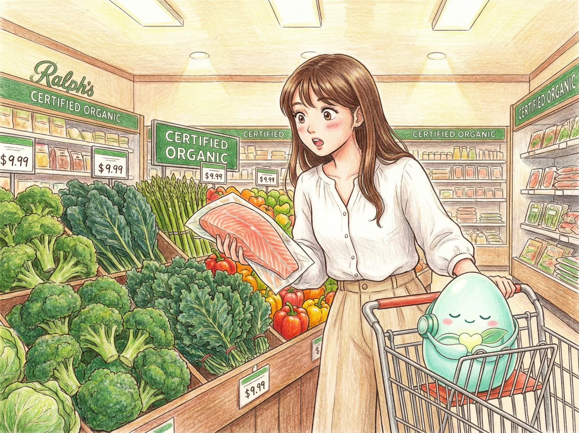 近くのスーパーで食材を揃える