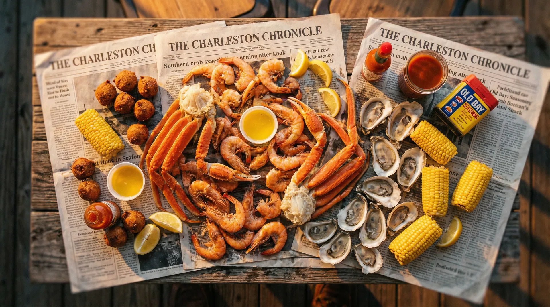 Seafood feast spread