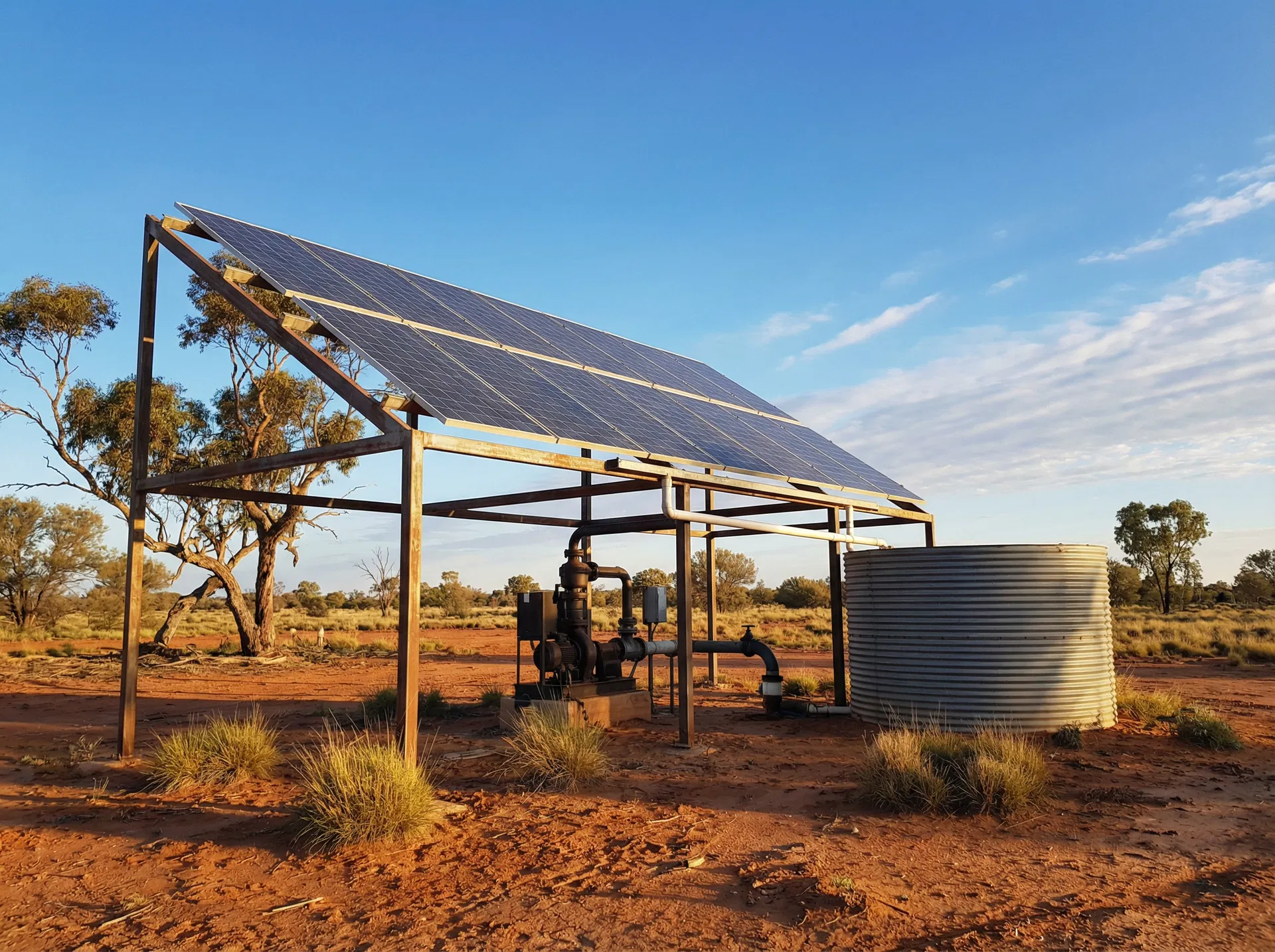 Solar pump system in Australian outback