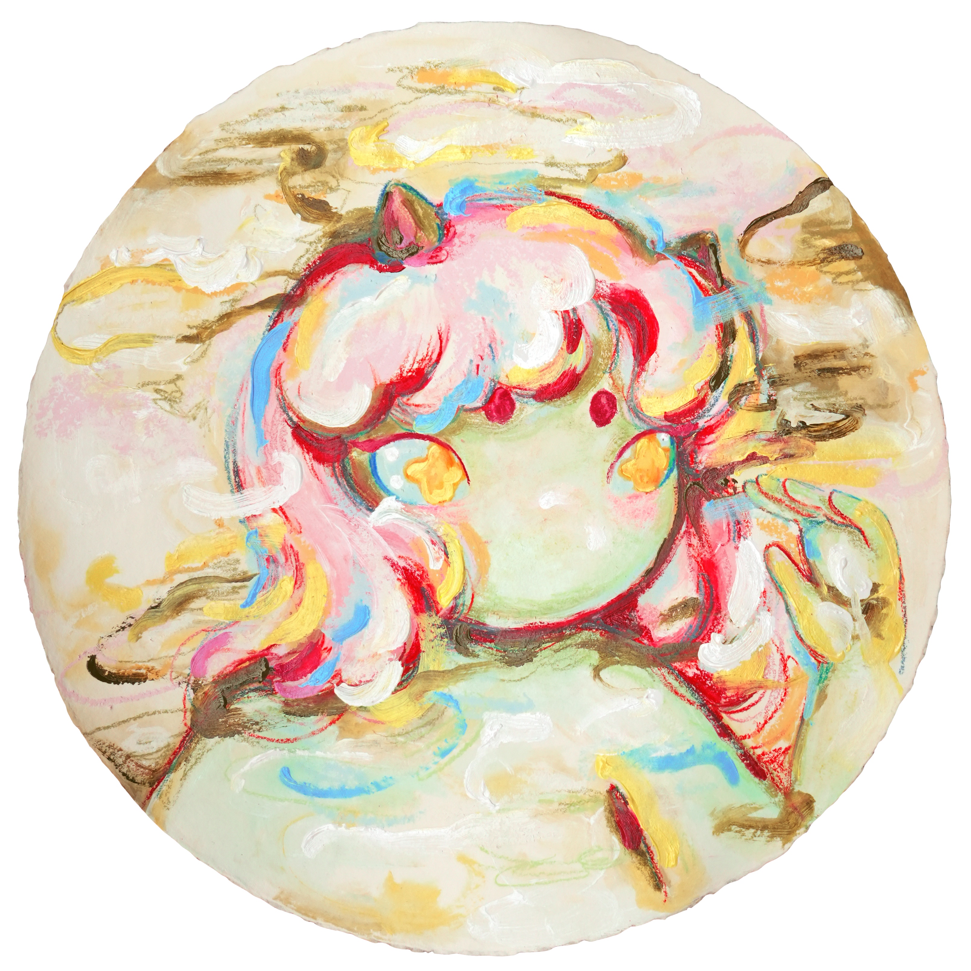Untitled 3, 2025. Acrylic, pastel and oil pastel on paper. 50 x 50 cm.