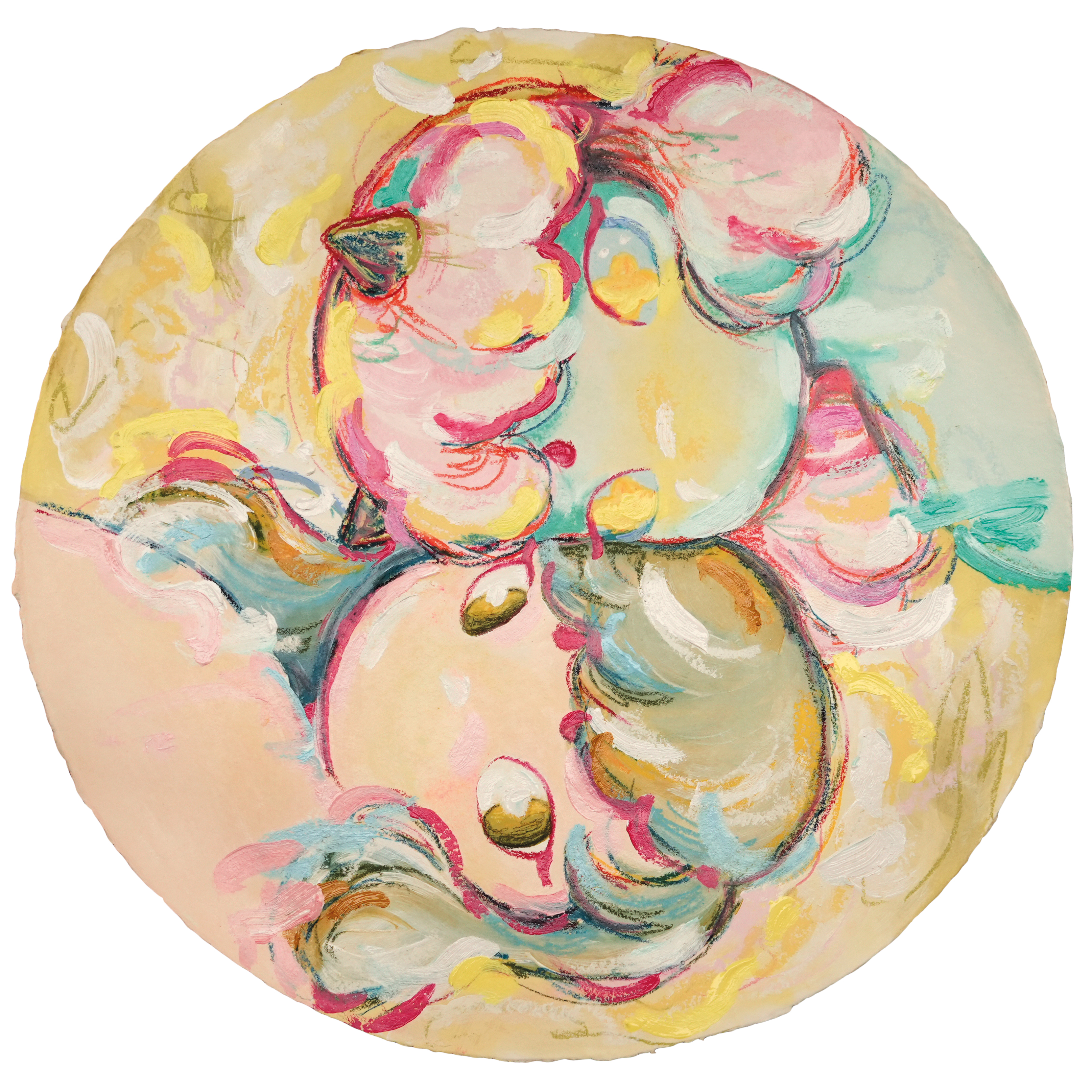 Untitled 7, 2025. Acrylic, pastel and oil pastel on paper. 50 x 50 cm.