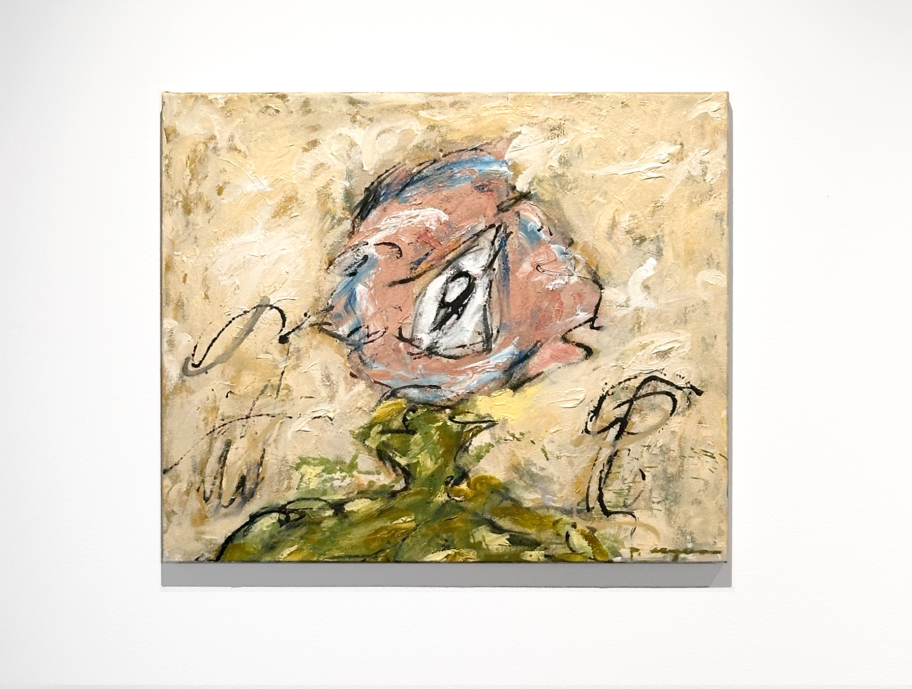 Desig vegetal (Plant Desire), 2025. Oil, spray paint and charcoal on canvas. 54 x 65 cm.