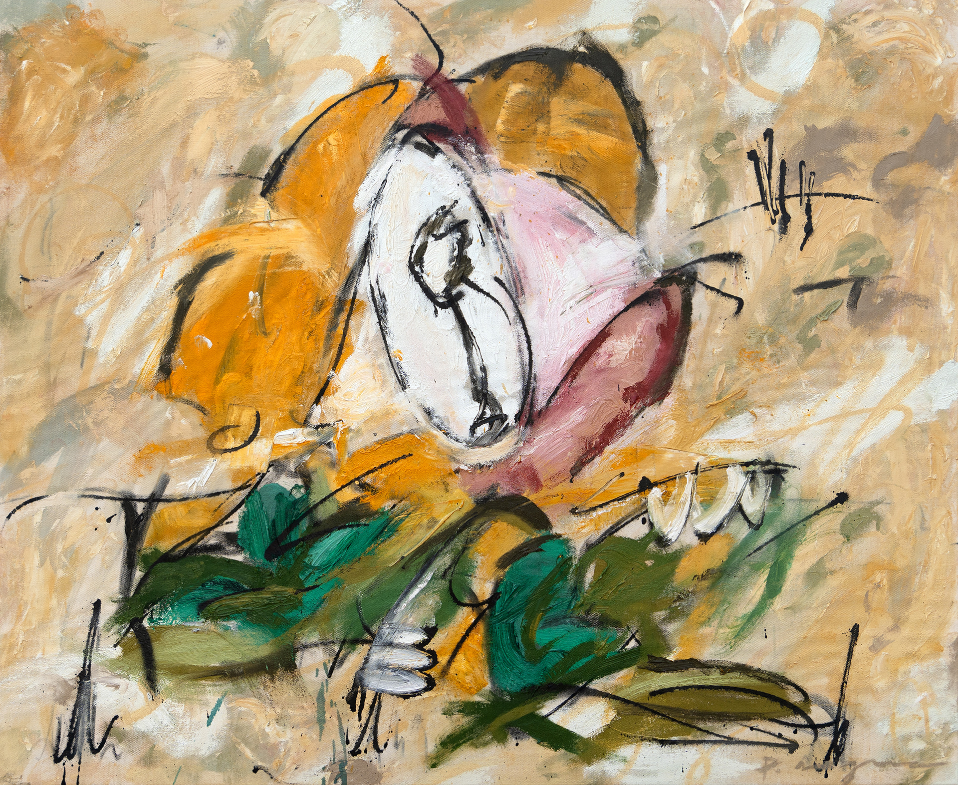 Pol Segura, Observed Mess, 73 x 92 cm, Oil and spray paint on canvas, 2025
