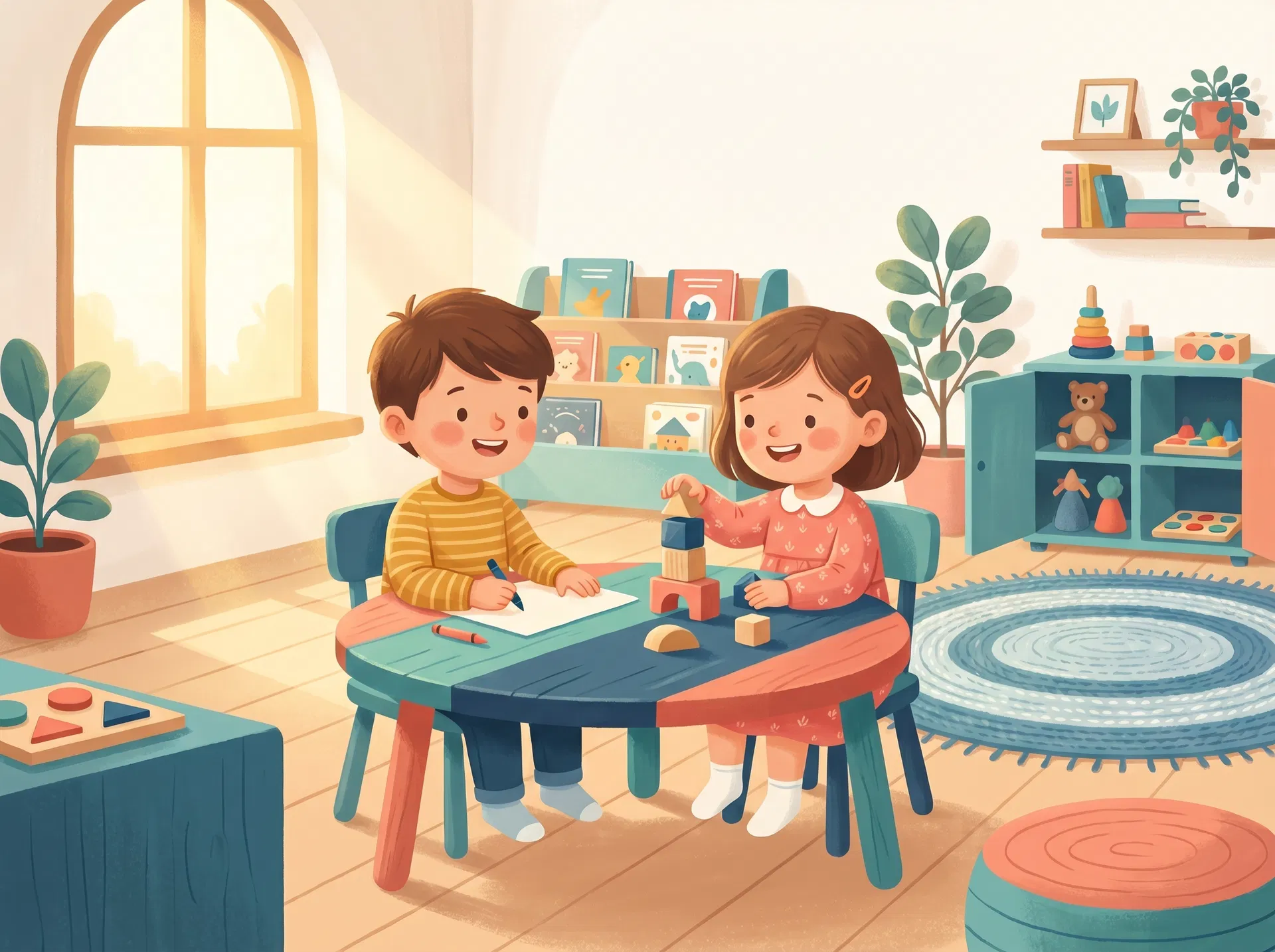 Joyful preschool classroom at Discovery Bridge