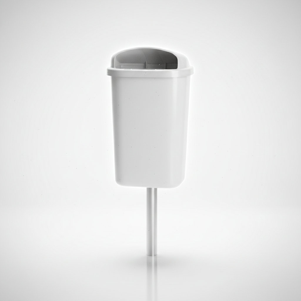 Lixeira Individual JSN Coleta Seletiva 50L Branca C/Poste