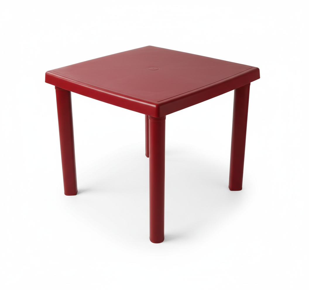 Mesa Corporativa Quadrada Polipropileno 4 Lugares Pés Reforçados Vermelha