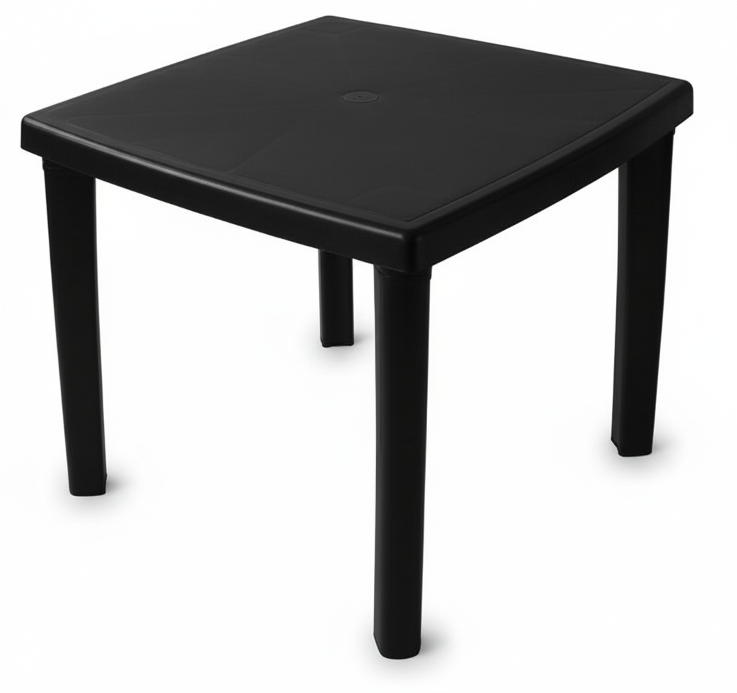 Mesa Corporativa Quadrada Polipropileno 4 Lugares Pés Reforçados Preta