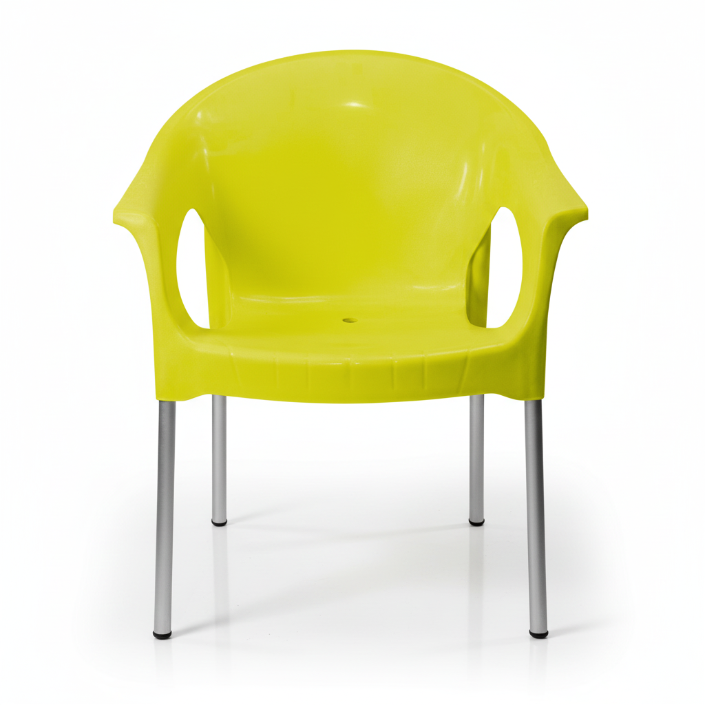 Cadeira Poltrona Corporativa Plástico com Pés em Alumínio — Amarela