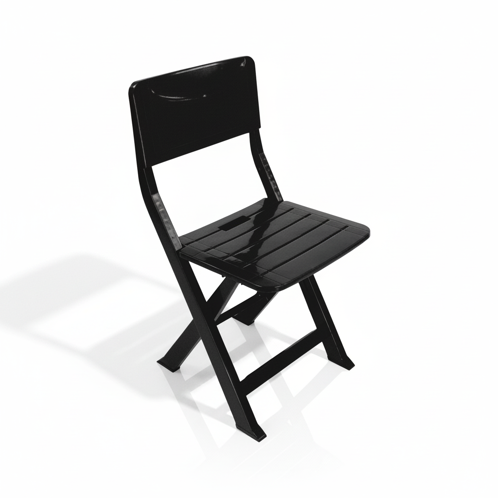 Cadeira Dobrável Industrial Reforçada Polipropileno Empilhável — Preta Ergonômica