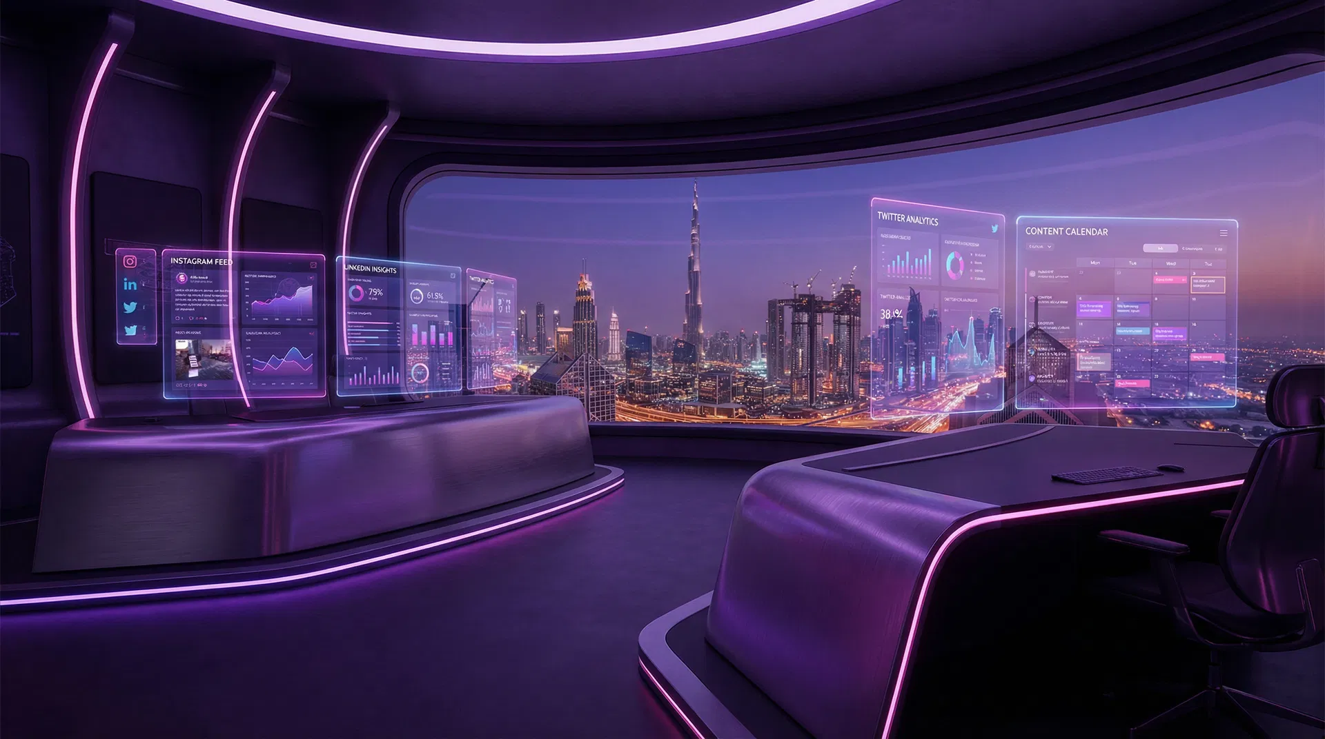 Social media management command center with engagement analytics and content scheduling