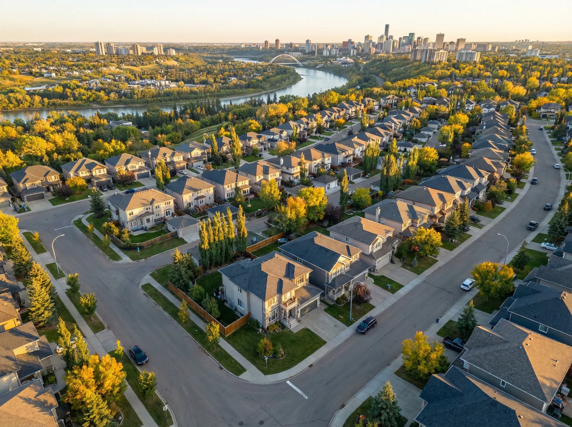 Aerial drone real estate photography Edmonton neighbourhood
