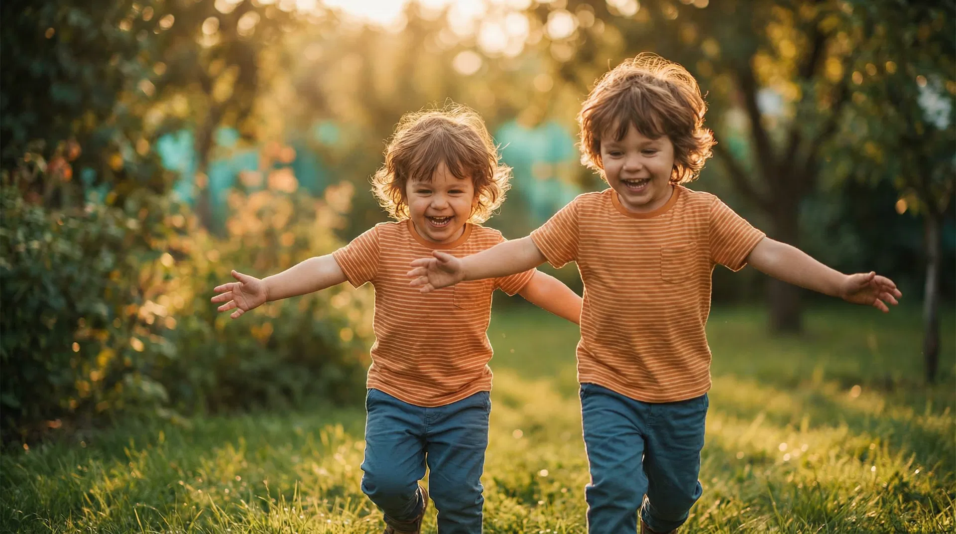 Criança saudável brincando ao ar livre