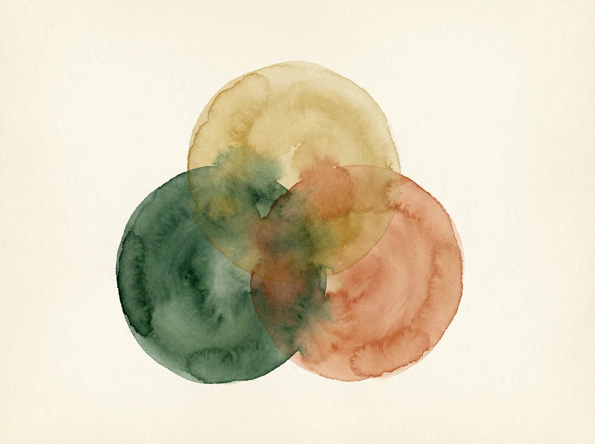 Three overlapping watercolor circles representing the three frameworks