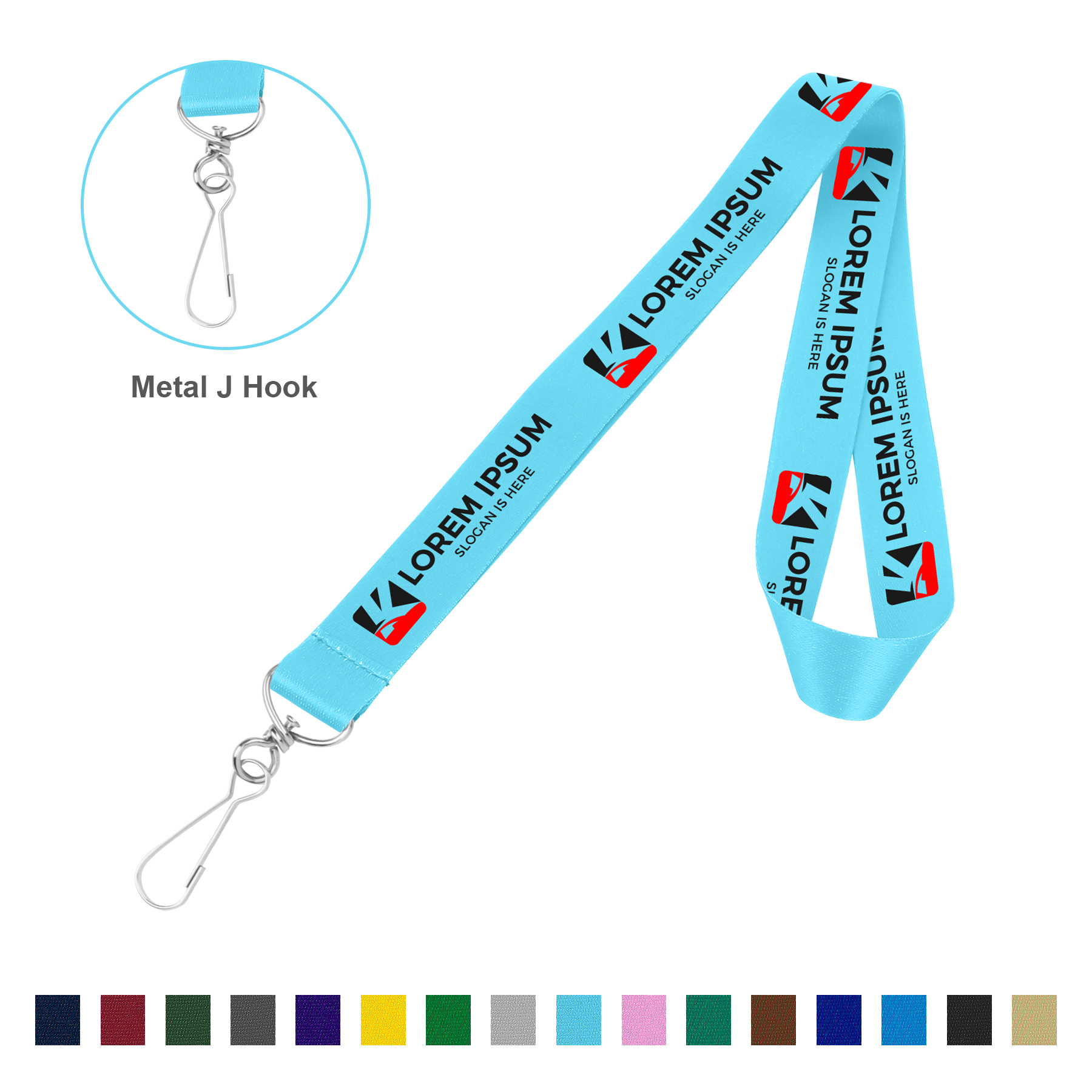 4/4‘’ Full Color Dye-Sublimated Lanyard w/Metal J Hook