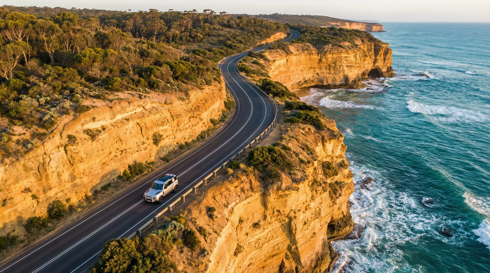 Aerial view of Australian coastal road