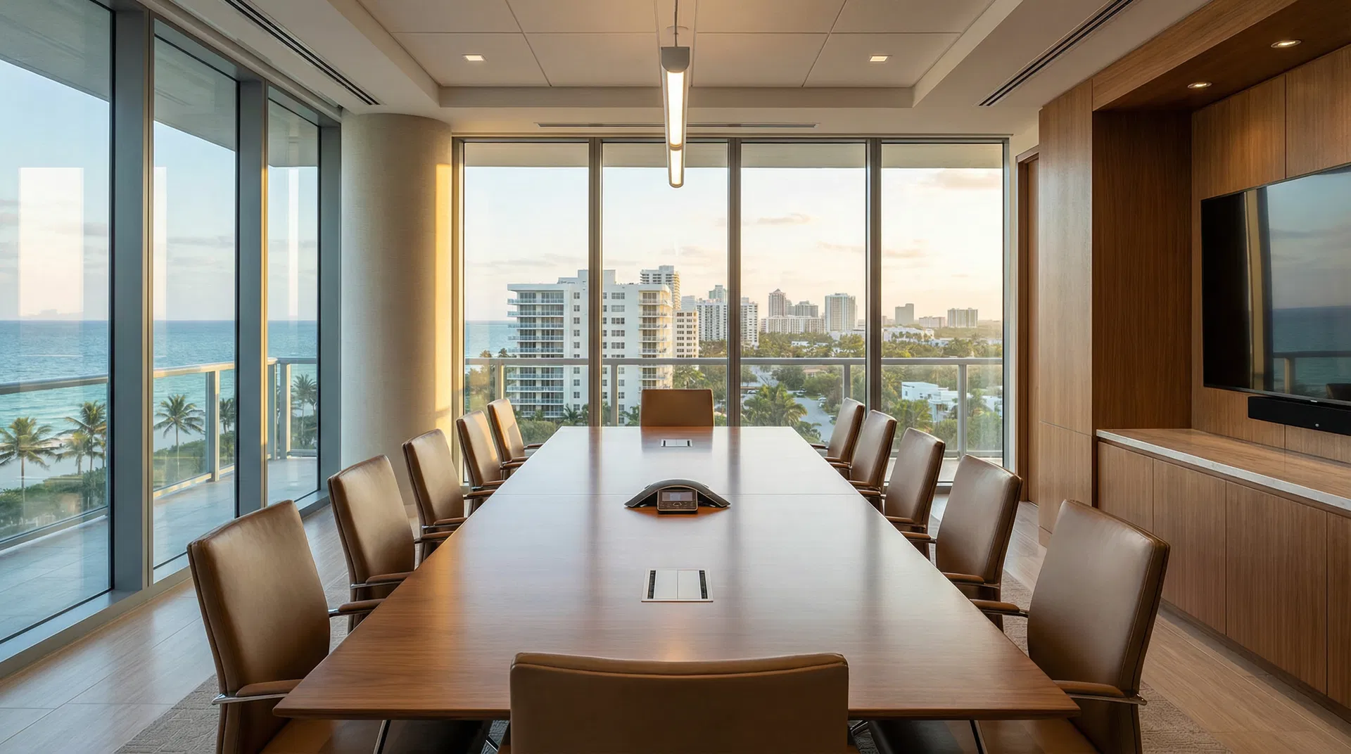 Florida condo board meeting room overlooking the coast