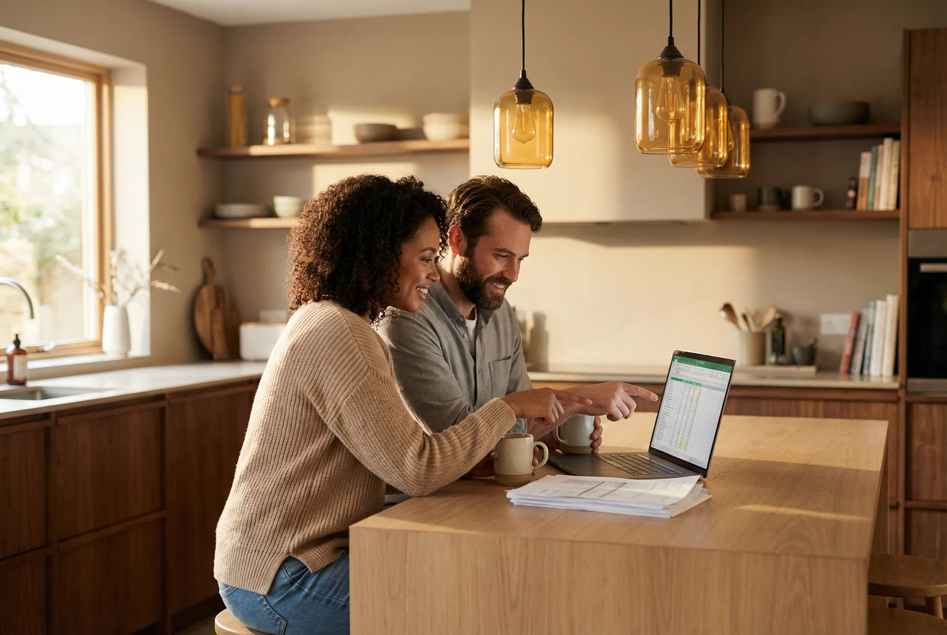 Dual-income couple reviewing their financial plan together