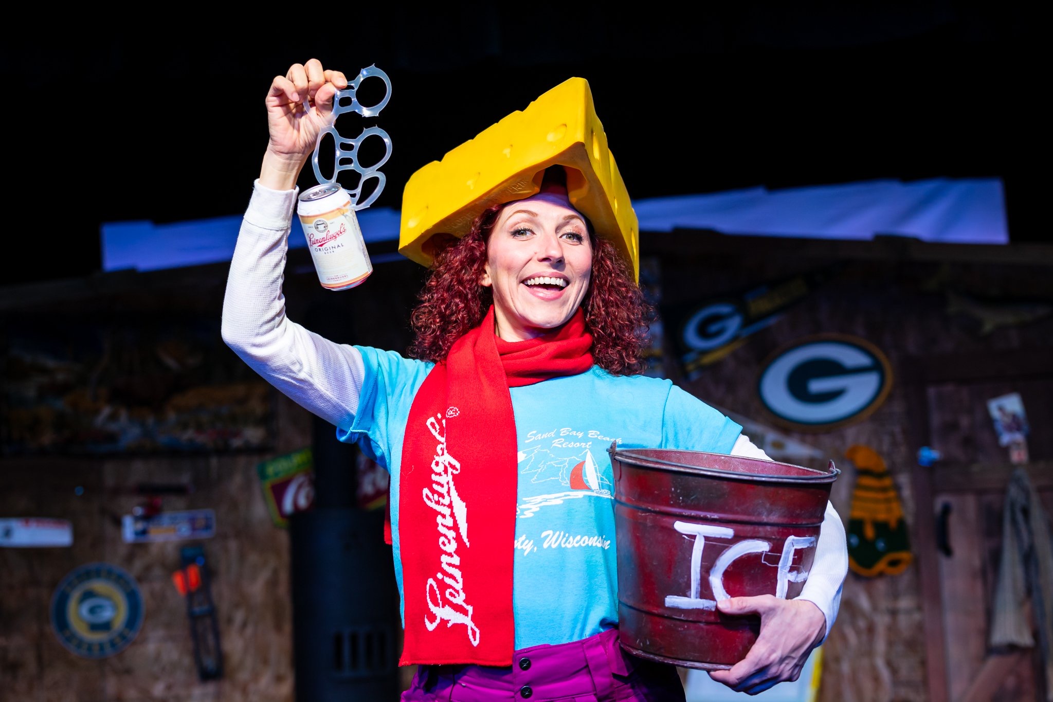Guys on Ice - Scenic design by Brandon PT Davis. An ice shanty on a frozen lake, evoking a cold, rustic atmosphere for a musical comedy.