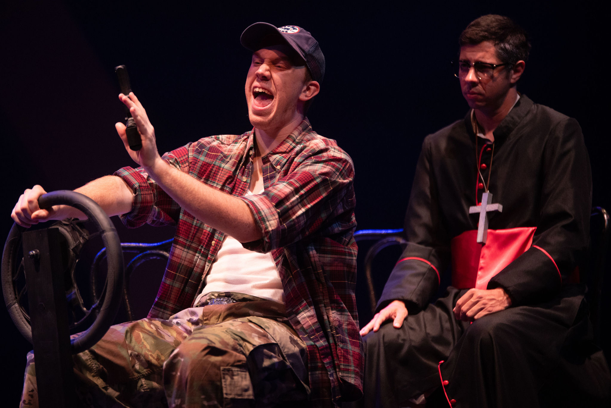 Romero - Scenic design by Brandon PT Davis. Somber, evocative scenic design for a drama about Archbishop Óscar Romero's life and martyrdom.