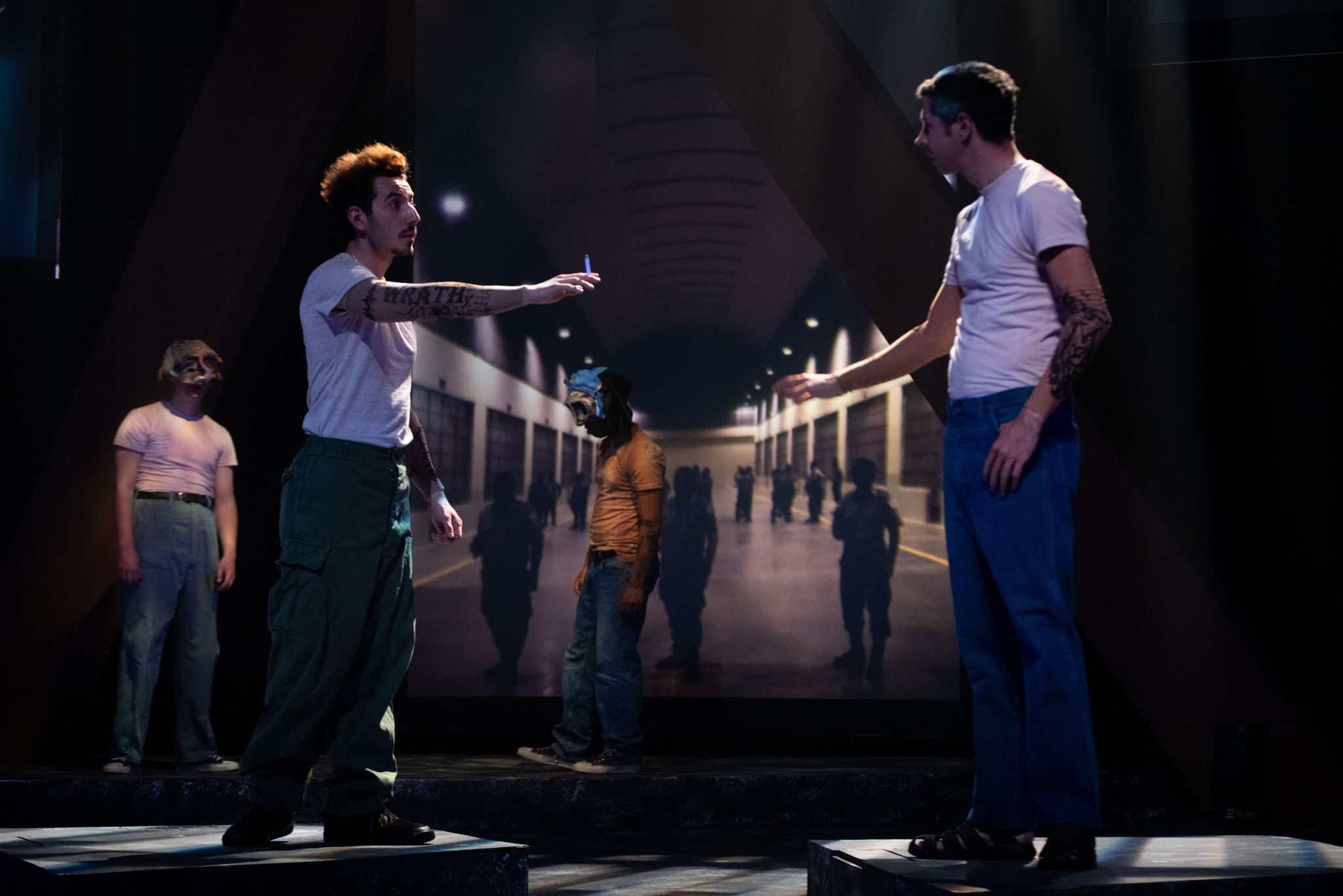 Romero - Scenic design by Brandon PT Davis. A solemn stage, reflecting the life and martyrdom of Archbishop Óscar Romero.