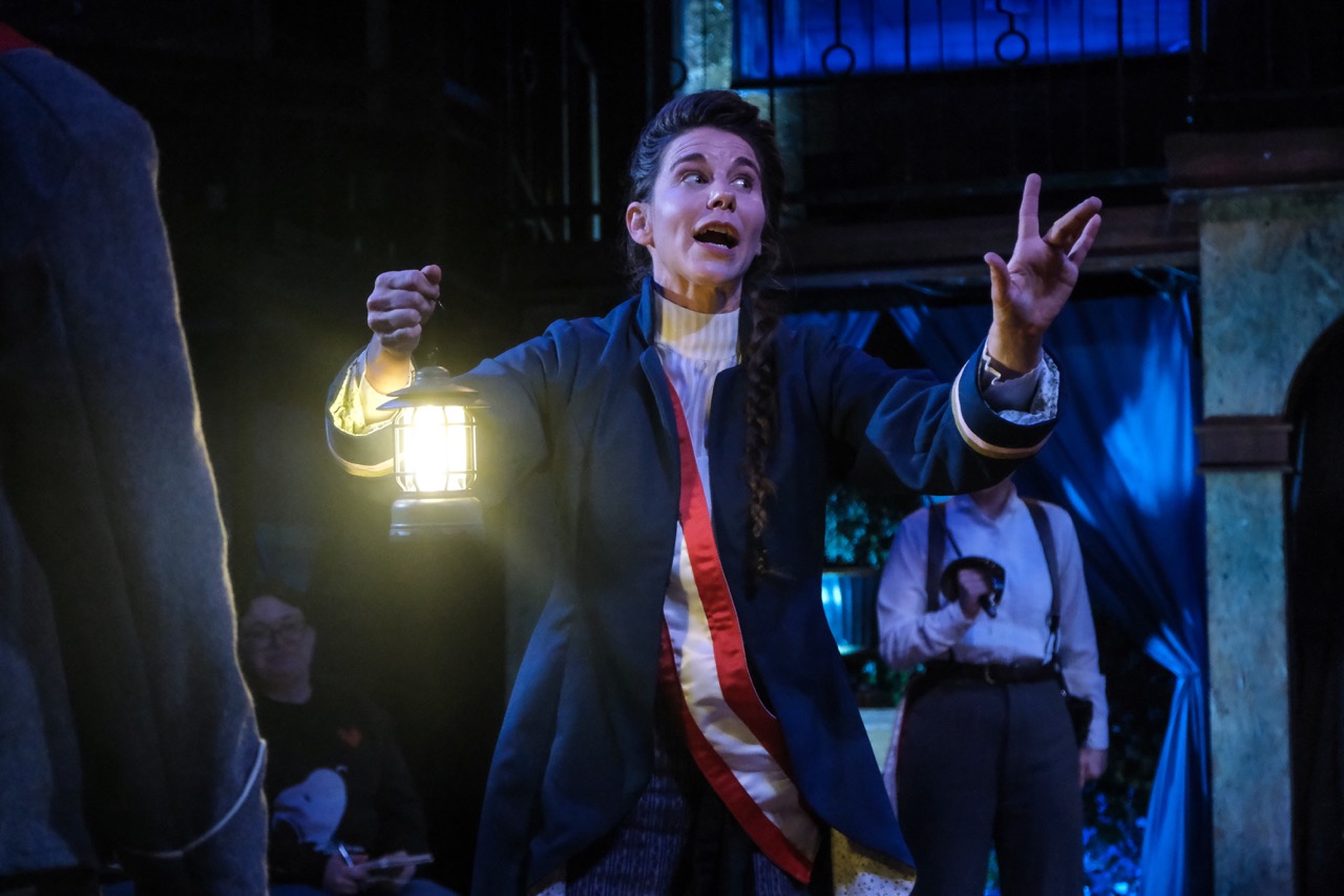 All's Well That Ends Well - Scenic design by Brandon PT Davis. Elegant, dynamic stage with classic elements, evoking a Shakespearean atmosphere.