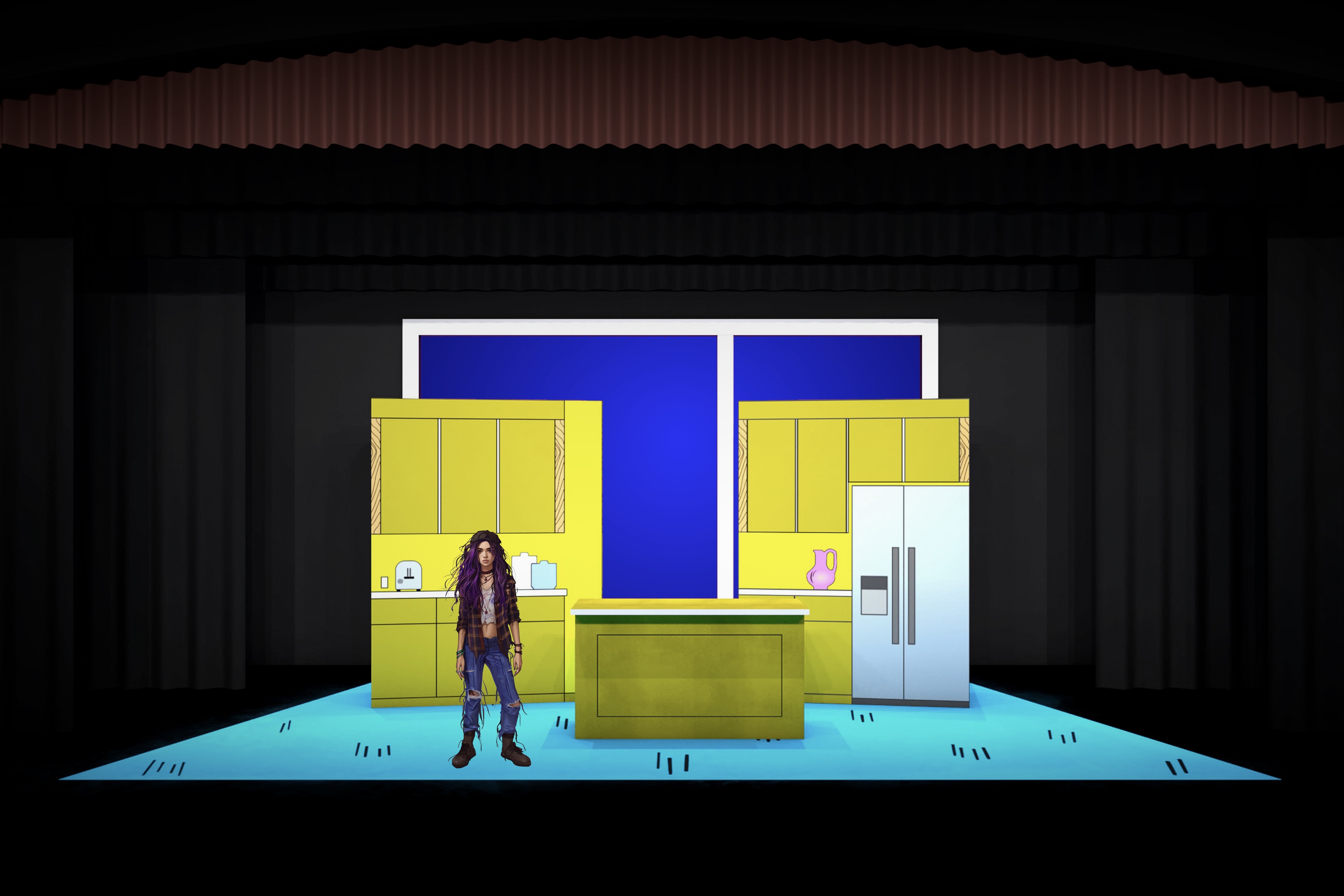 Freaky Friday - Scenic design by Brandon PT Davis. Dynamic, vibrant sets capturing the chaotic and humorous body-swap narrative, with versatile elements for quick scene changes.