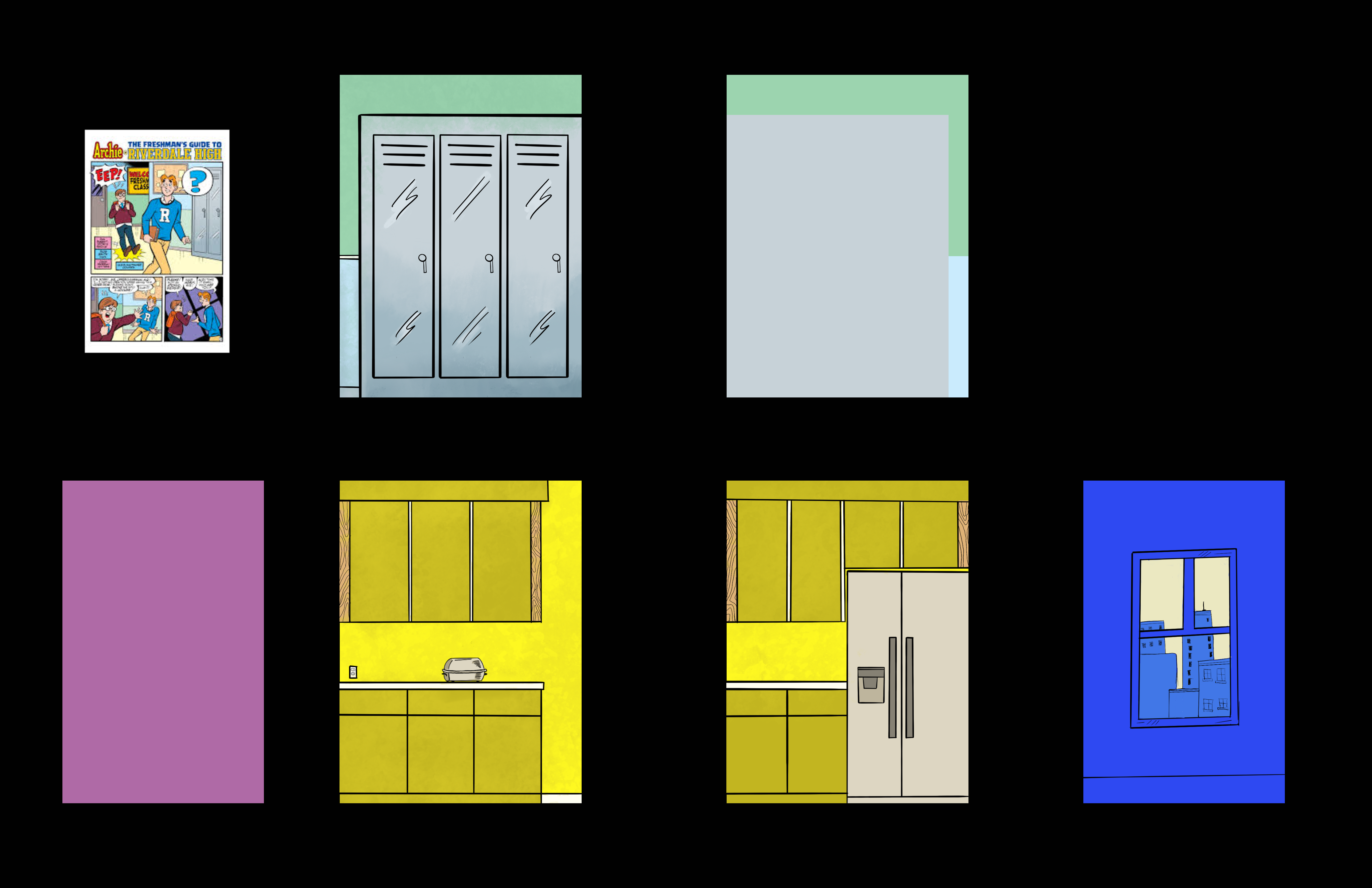 Freaky Friday - Scenic design by Brandon PT Davis. Bright, dynamic set with vibrant colors and versatile pieces, capturing a lively suburban high school atmosphere.