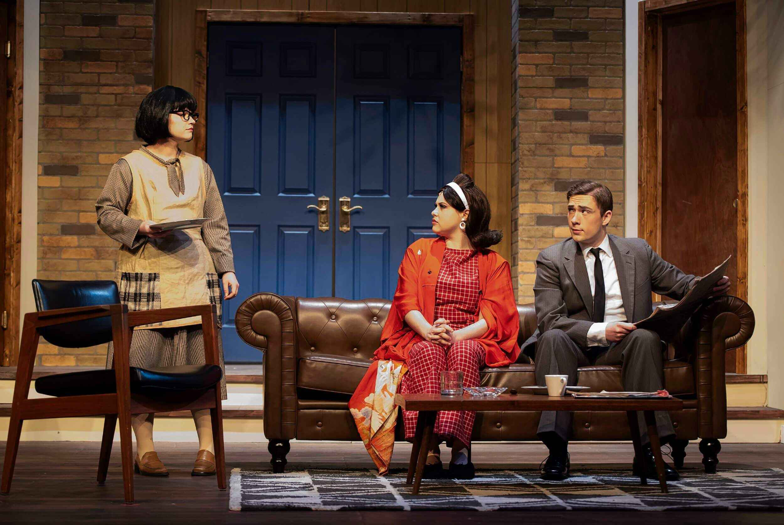 Boeing, Boeing - Scenic design by Brandon PT Davis. A vibrant, comedic set for a French farce, featuring an architect's apartment designed to accommodate three stewardess fiancées.