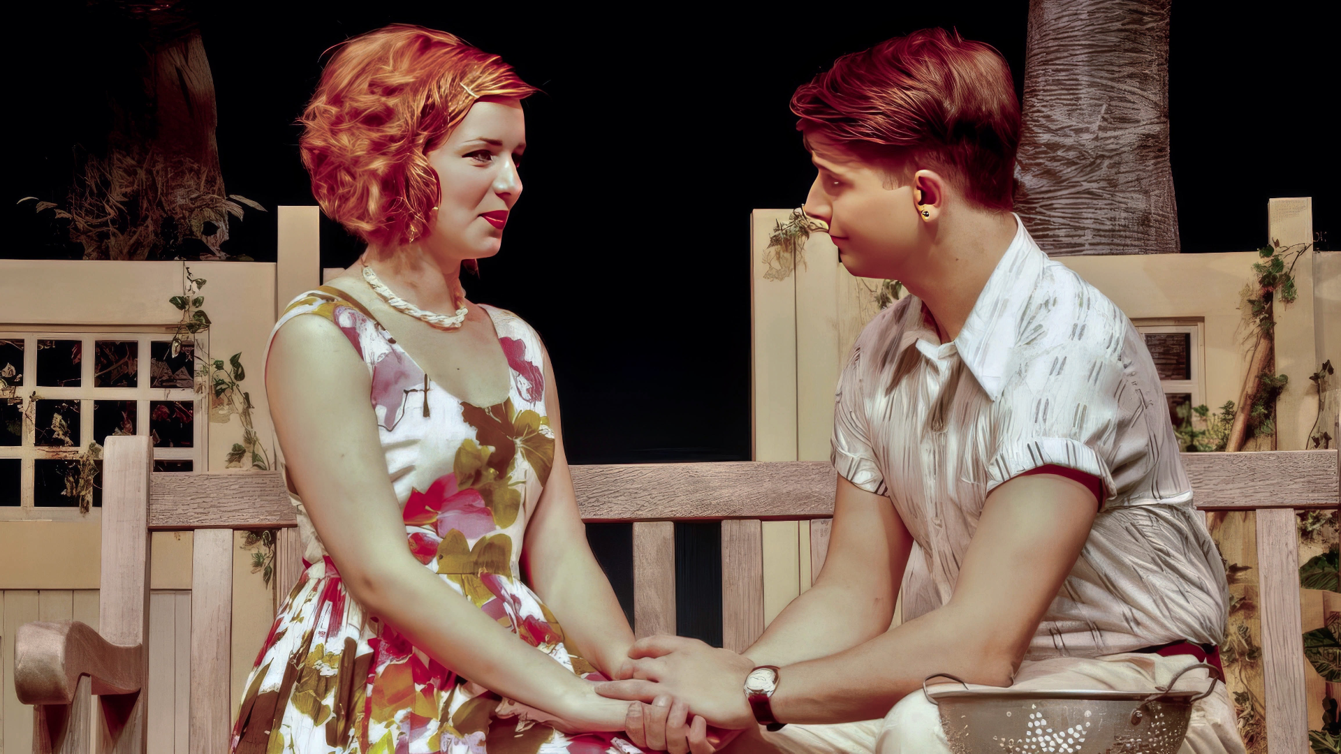 A Christmas Carol - Scenic design by Brandon PT Davis. Victorian London streetscape with cobblestones, gas lamps, and snow-dusted rooftops, evoking Dickensian charm.