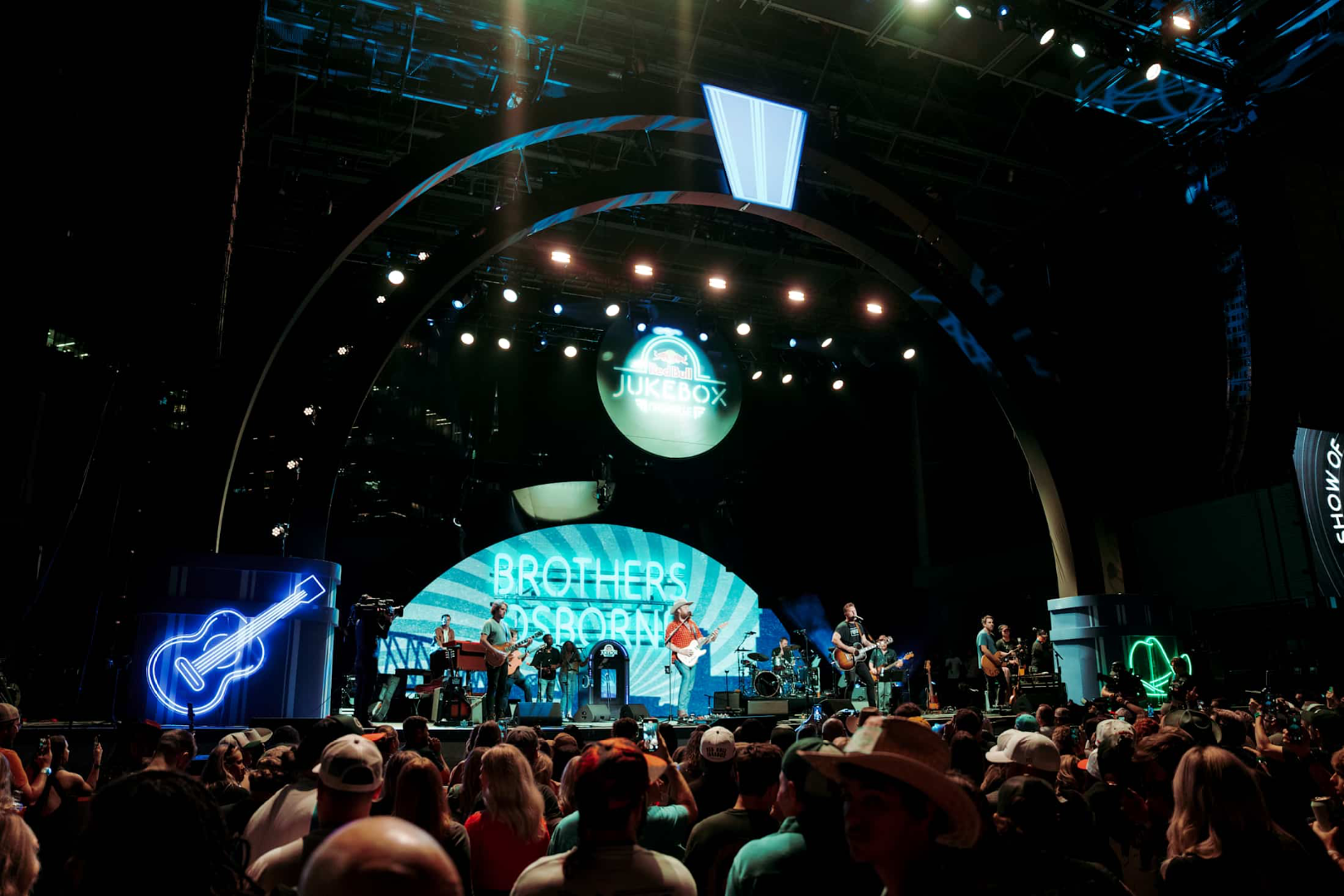 Red Bull Jukebox - Scenic design by Brandon PT Davis. Dynamic stage setup with bold lighting, energetic atmosphere, and modern design elements.
