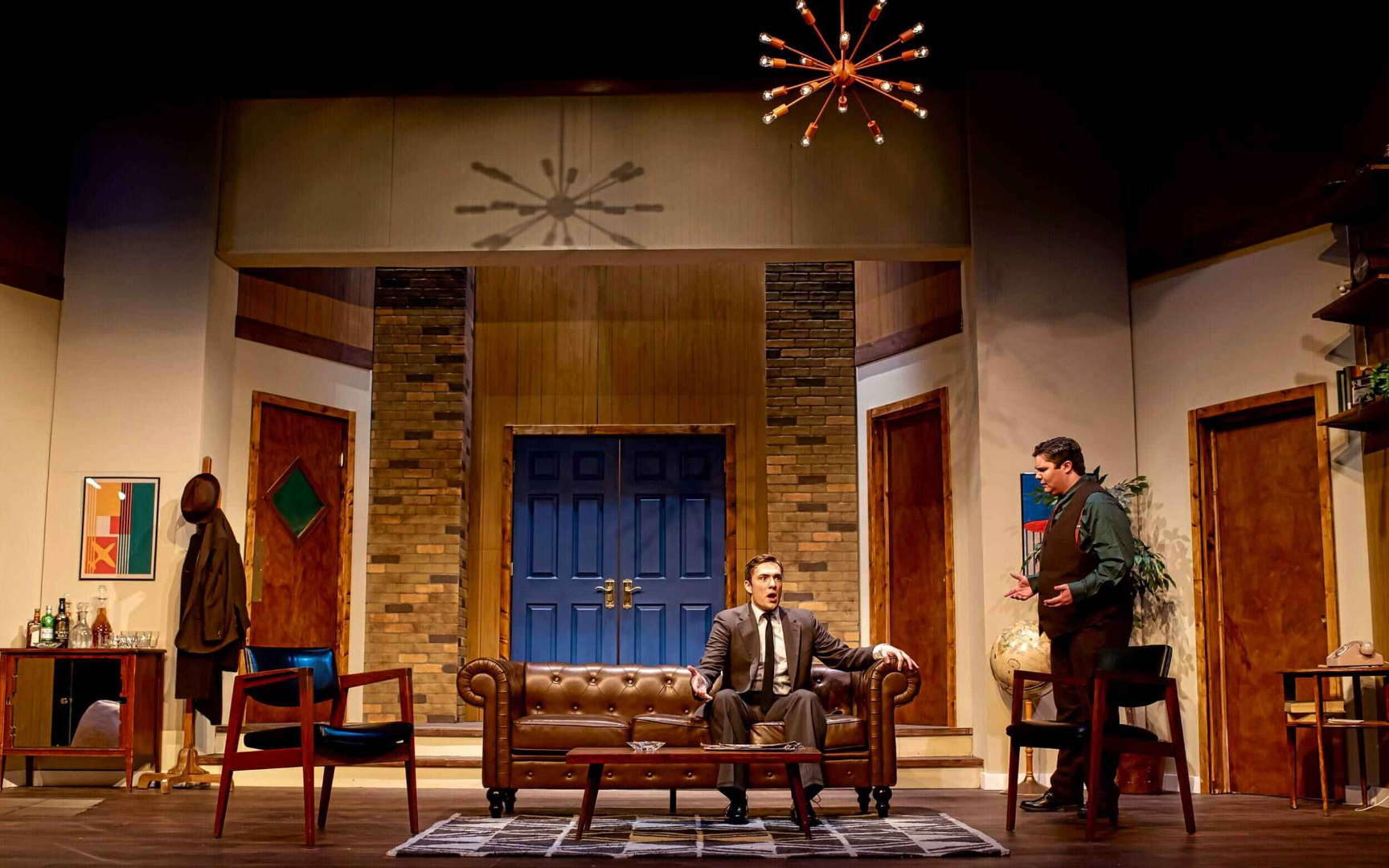 Boeing, Boeing - Scenic design by Brandon PT Davis. A vibrant 1960s apartment with multiple doors, reflecting the comedic chaos of a French farce.