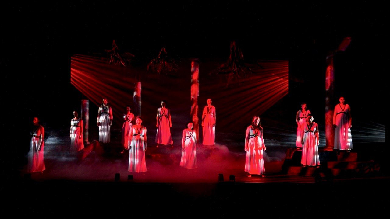 The Penelopiad - Scenic design by Brandon PT Davis. Symbolic set pieces evoke ancient Greece and Penelope's journey, with innovative composition and evocative lighting.