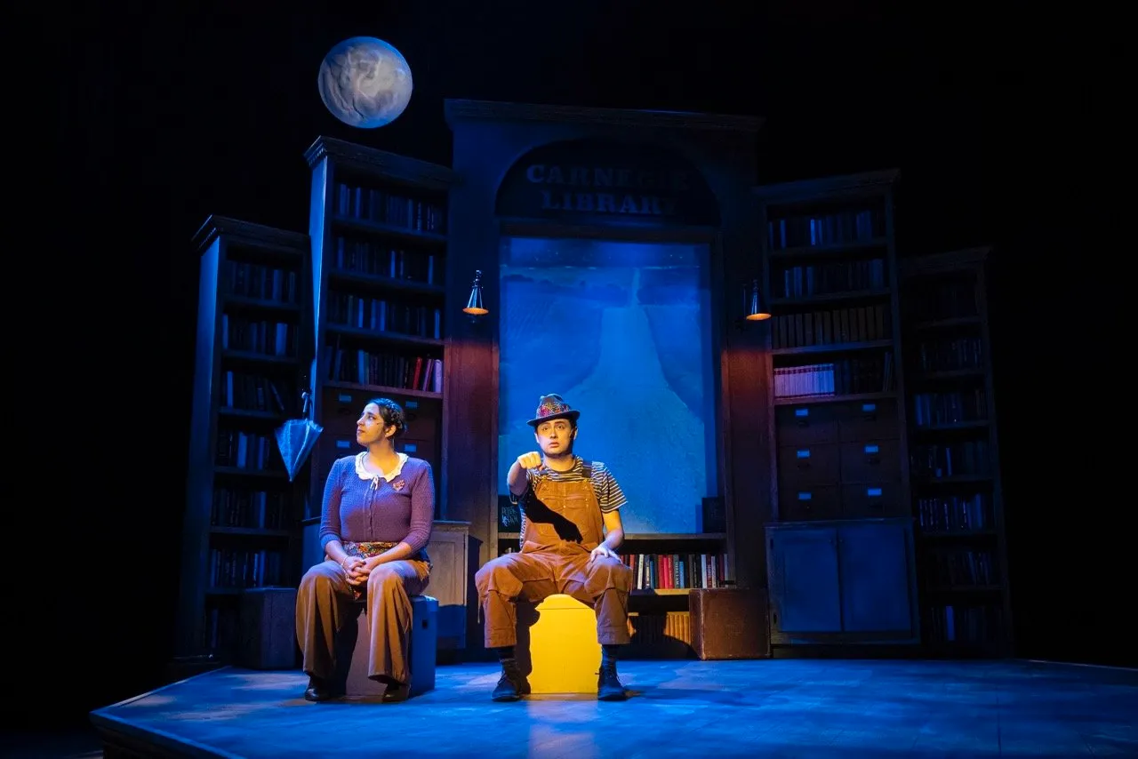 Tomás and the Library Lady - Scenic design by Brandon PT Davis. Vibrant library set, colorful books, and inviting reading nooks, evoking literacy and imagination.