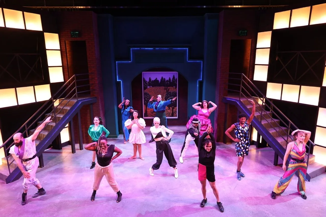 Head Over Heels - Scenic design by Brandon PT Davis. A vibrant and energetic stage with bold colors and dynamic set pieces, reflecting the musical's playful spirit.